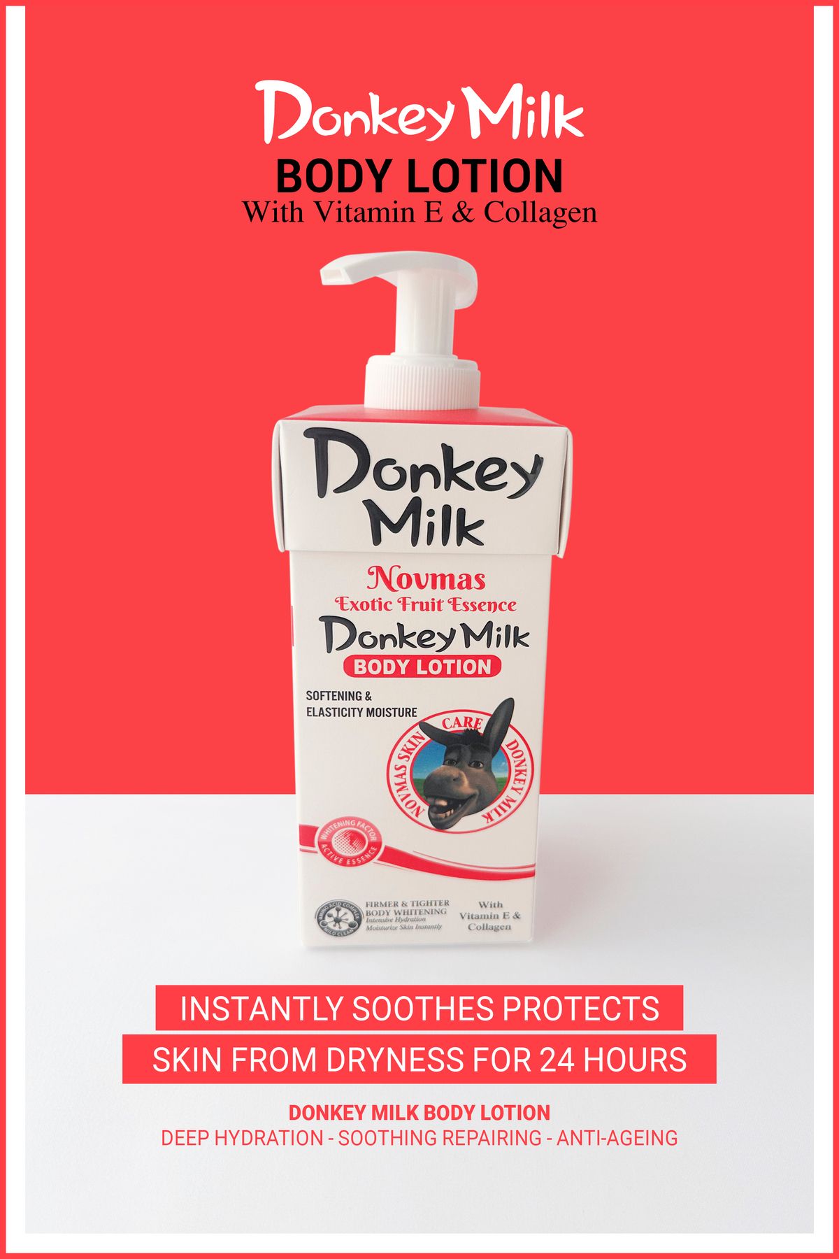Nera Classy Donkey Milk Body Lotion Krem, 300ml Gerçek Eşek Sütü Vücut Losyonu 24 Saat Etkili Eşek Sütü Kremi
