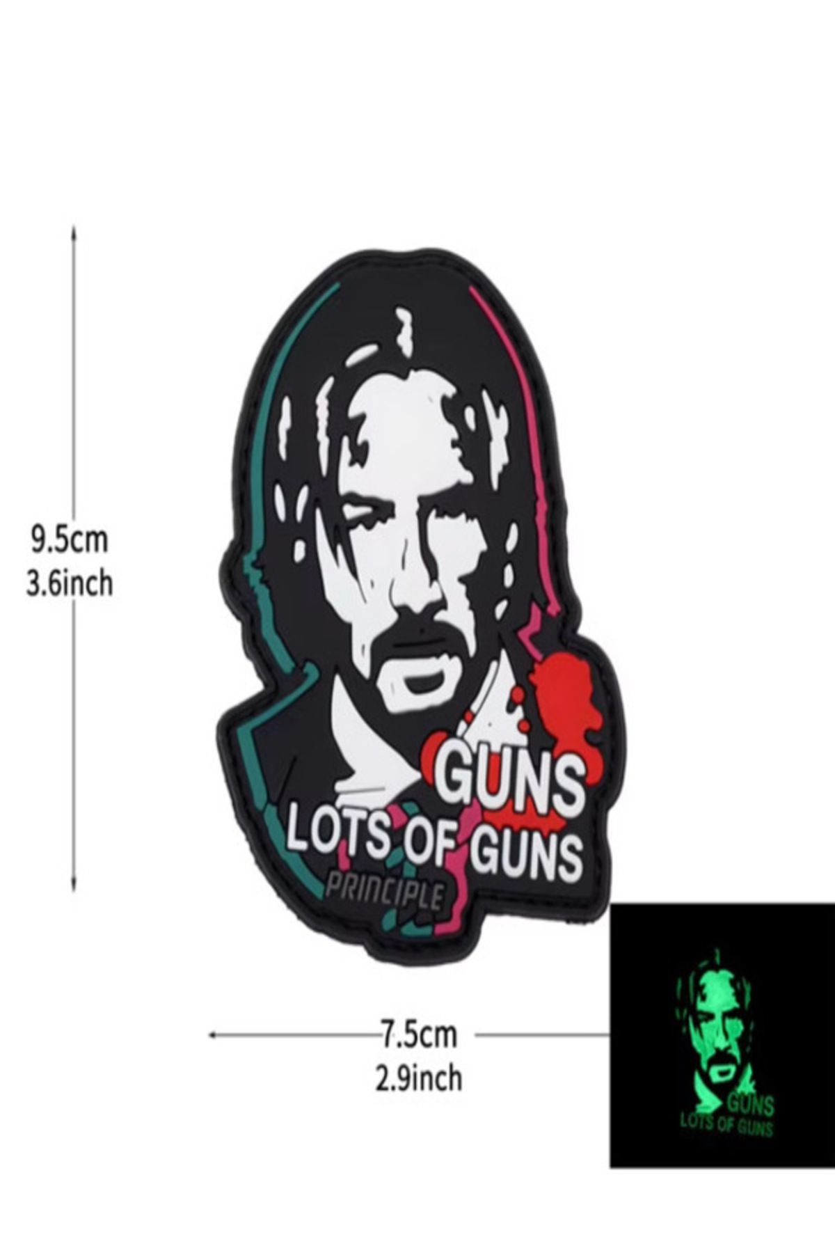 QUİCKPREP Guns Lots of Guns Fosforlu PVC Patch – Glow in the Dark Etiket 9.5x7.5 cm