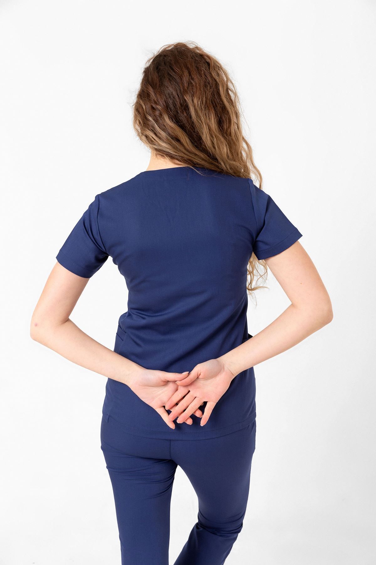 Onur Forma Scrubs Drop Collar Kadın Takım - İndigo