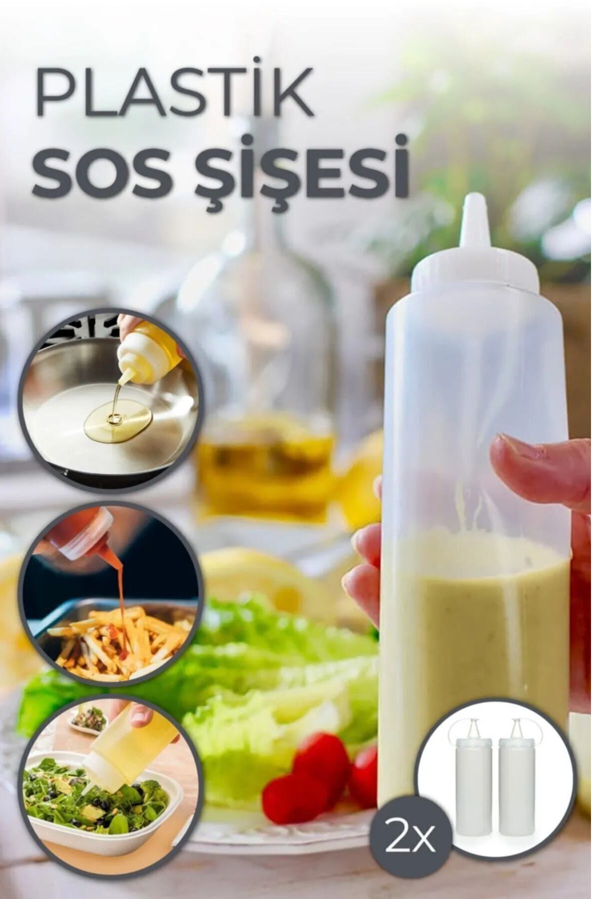 UFİX 2 Adet Plastik Yağlık Sosluk Şişesi 750 ml Şeffaf Yağdanlık Şişe Plastik Yağ Ve Sos Şişesi Sosluk