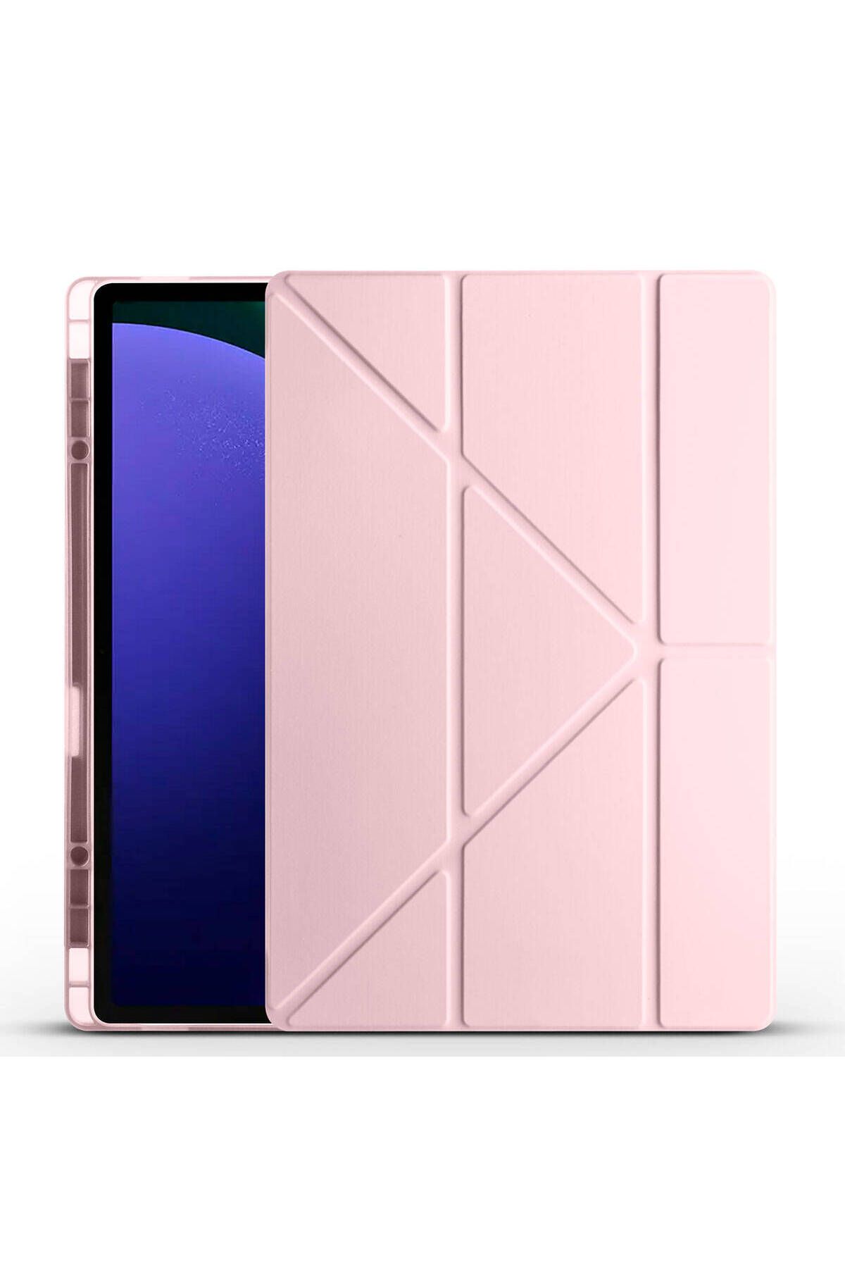 Tılsım Tekno Galaxy Tab S10 Ultra Kılıf TSTK Tri Folding Kalem Bölmeli Standlı Kılıf - Rose Gold