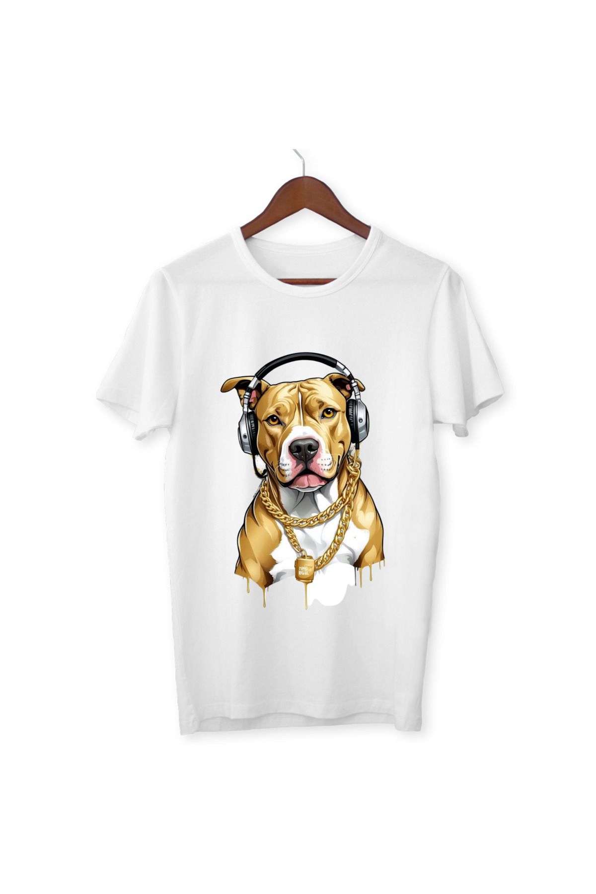 ALPŞAN TİCARET Pitbull Baskılı Çocuk Yetişkin Beyaz T-shirt Dog Unisex Çocuk Tişört