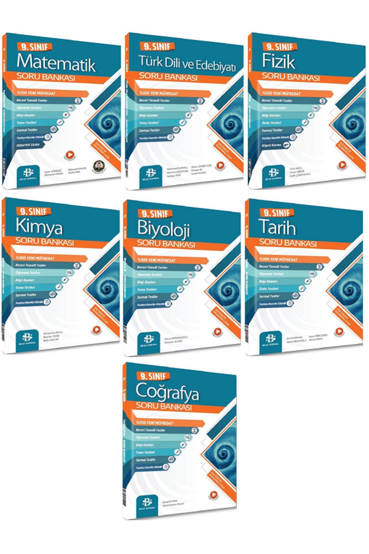 Evrensel İletişim Yayınları 9.Sınıf Bilgi Sarmal Matematik + Edebiyat + Fizik + Kimya + Tarih Soru Bankaları / 7 KİTAP SET