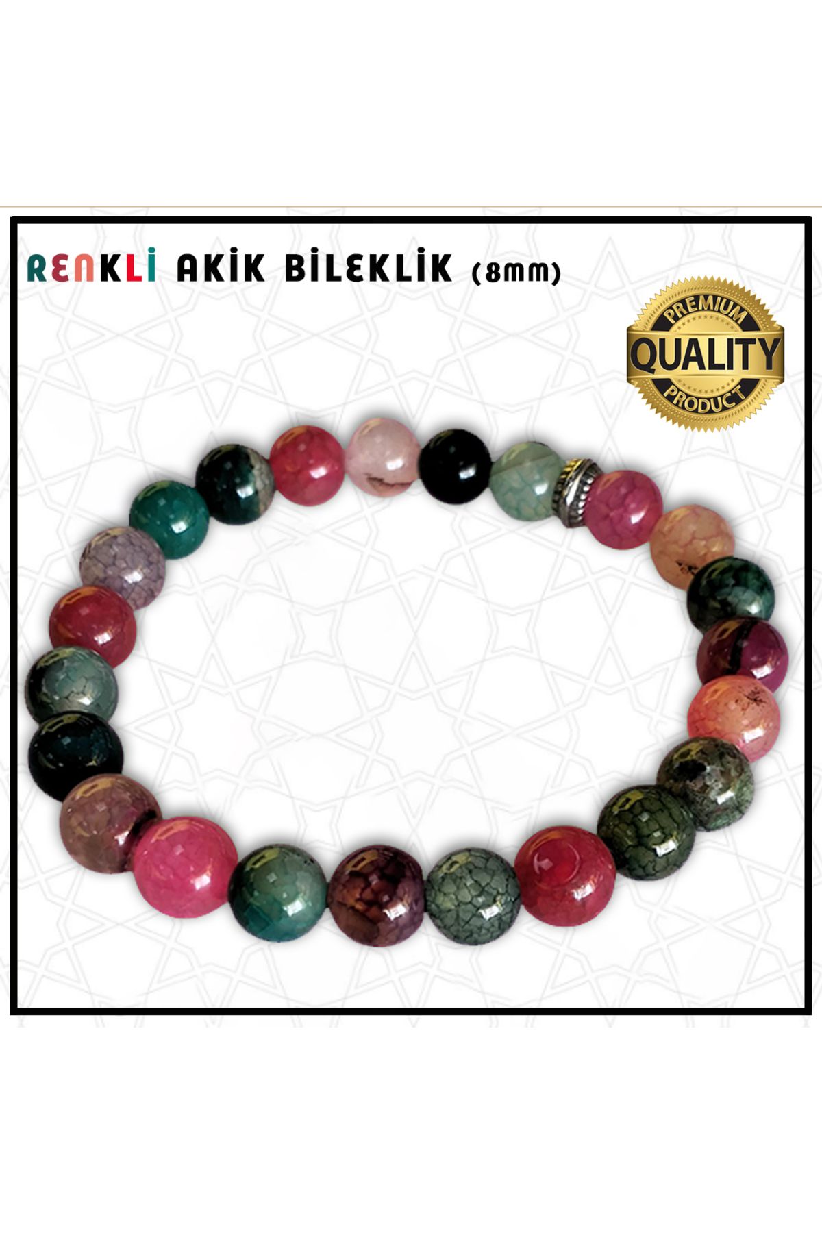 Mabeyn RENKLİ AKİK TAŞI BİLEKLİK - 8 MM