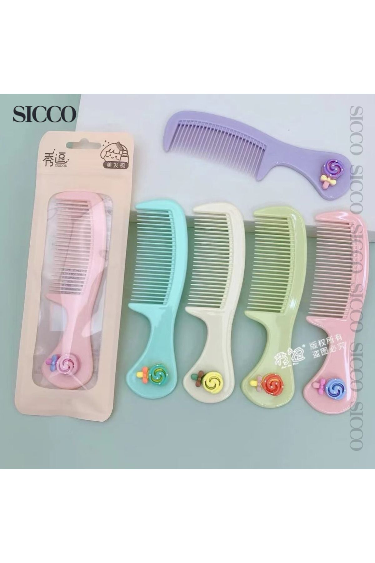 SİCCO Sicco - Şirin Tatlı Süslemeli Pastel Renkli Tarak – Sevimli ve Dayanıklı ! Hediyelik