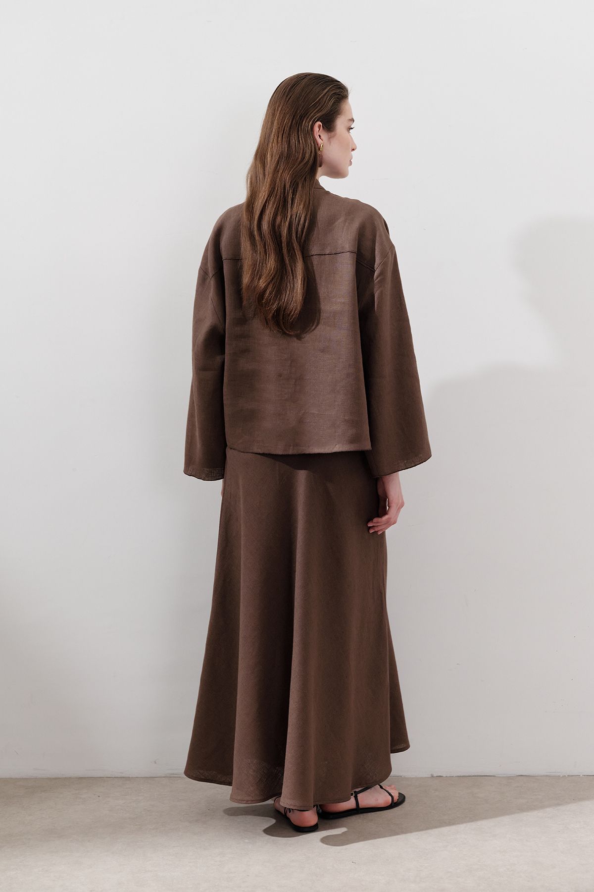Manuka-LEINEN-BINDEN-Bluse, staubiges Braun 6