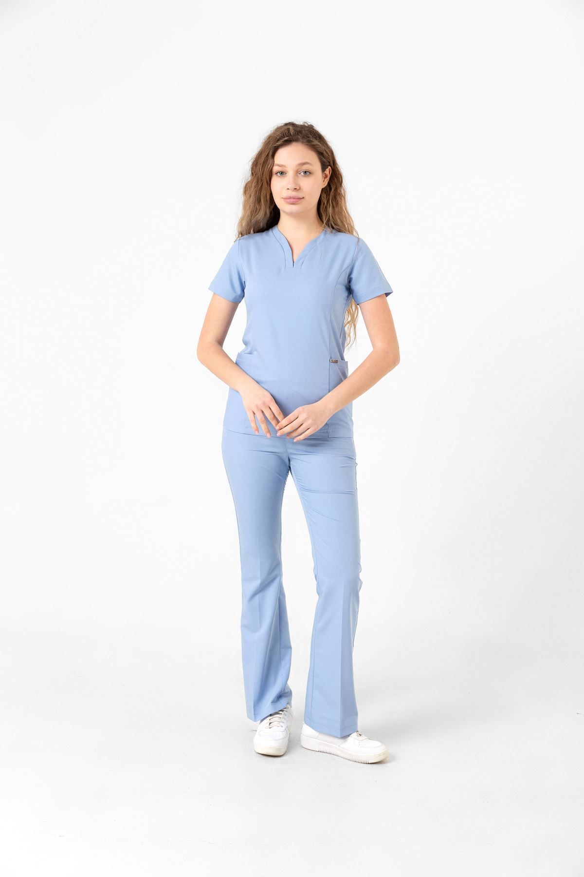 Onur Forma Scrubs Drop Collar Kadın Takım - Bebe Mavi