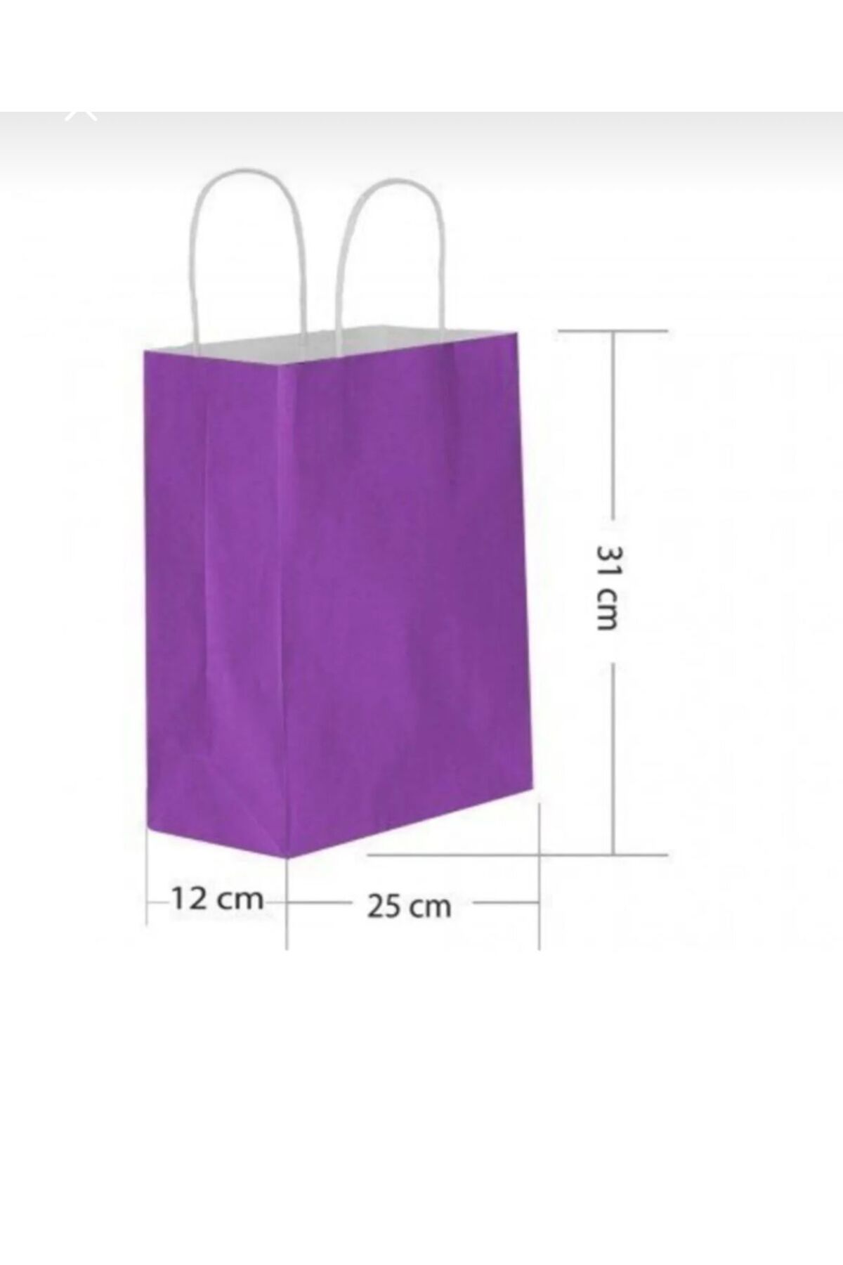 Happyland Mor Karton Çanta Orta Boy Büküm Saplı 25 Adet 25x12x31 cm