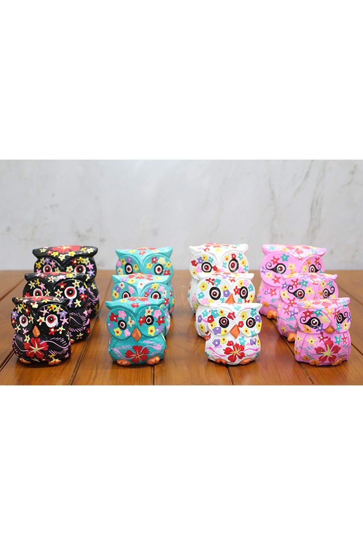 Store Ahşap 3'Lü Baykuş 7-8-10 Cm