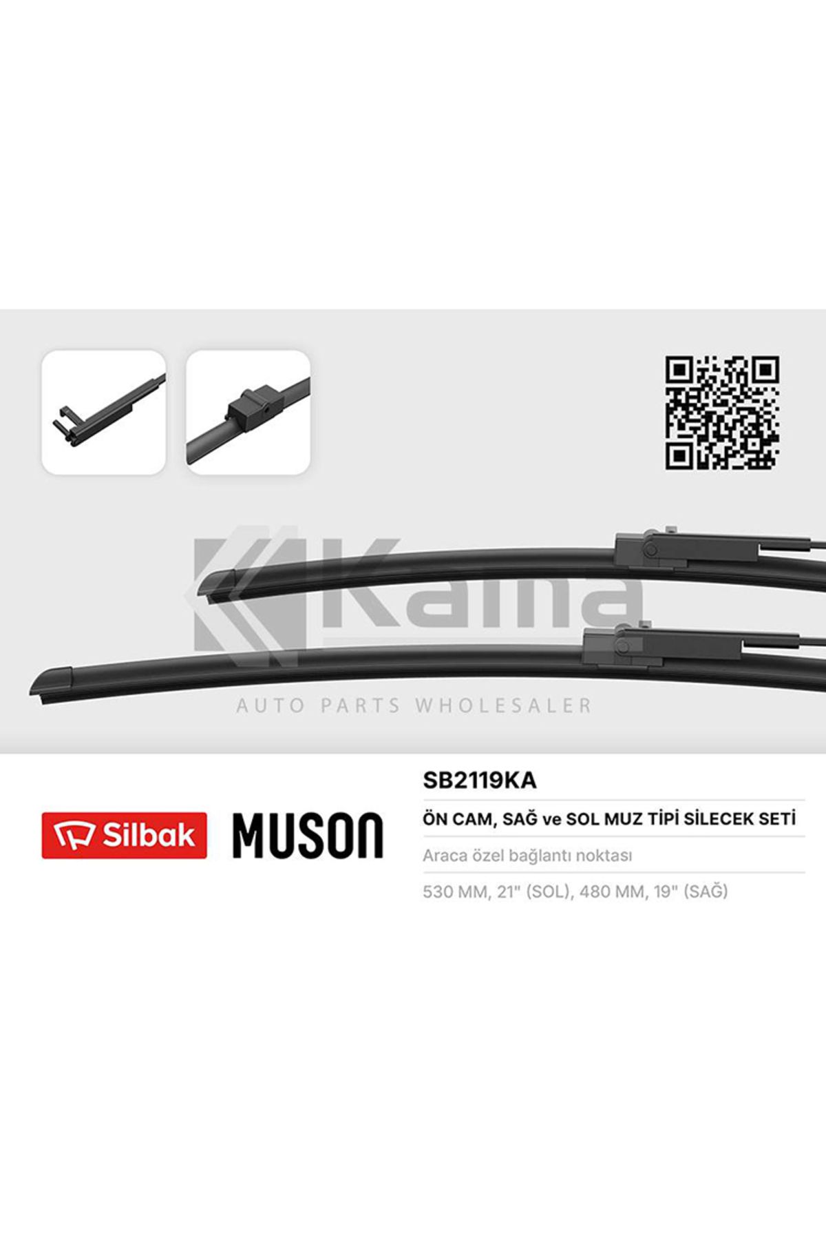 Silbak 1J0998002A-1J1955425B SİLECEK SÜPÜRGE TAKIMI ÖN (530/475) (MUZ TİPİ) VW POLO / GOLF-4 / BORA 01-04