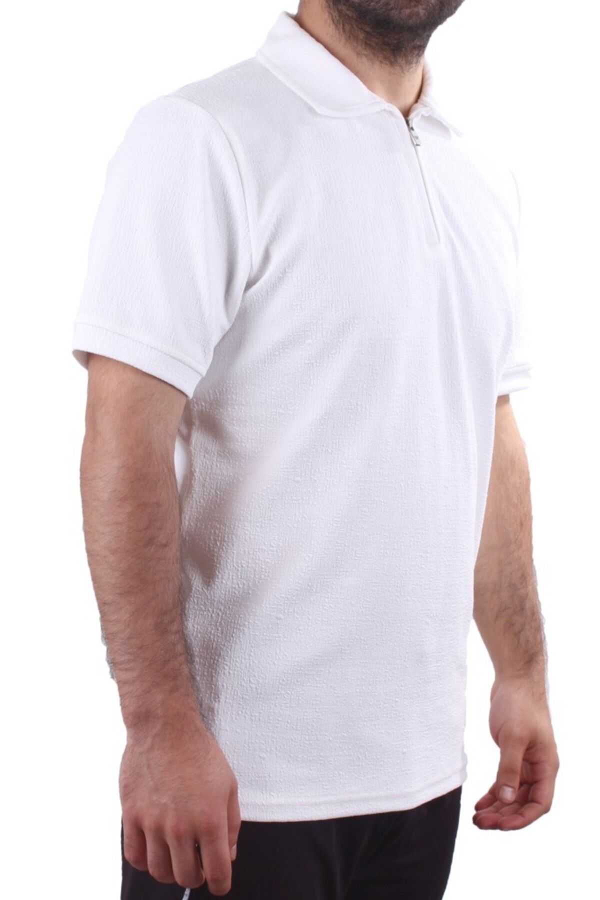 Twister Jeans Twister 2290 Ekru Günlük Kısa Kol Normal Kesim Pamuklu Fermuarlı Polo Yaka Erkek Tişört
