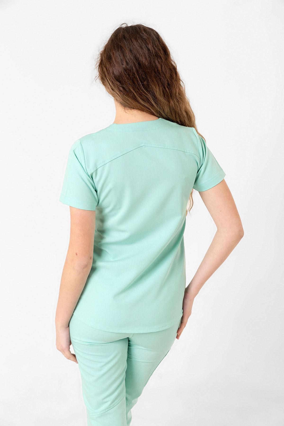 Onur Forma Scrubs Butterfly Collar Kadın Takım - Su Yeşili