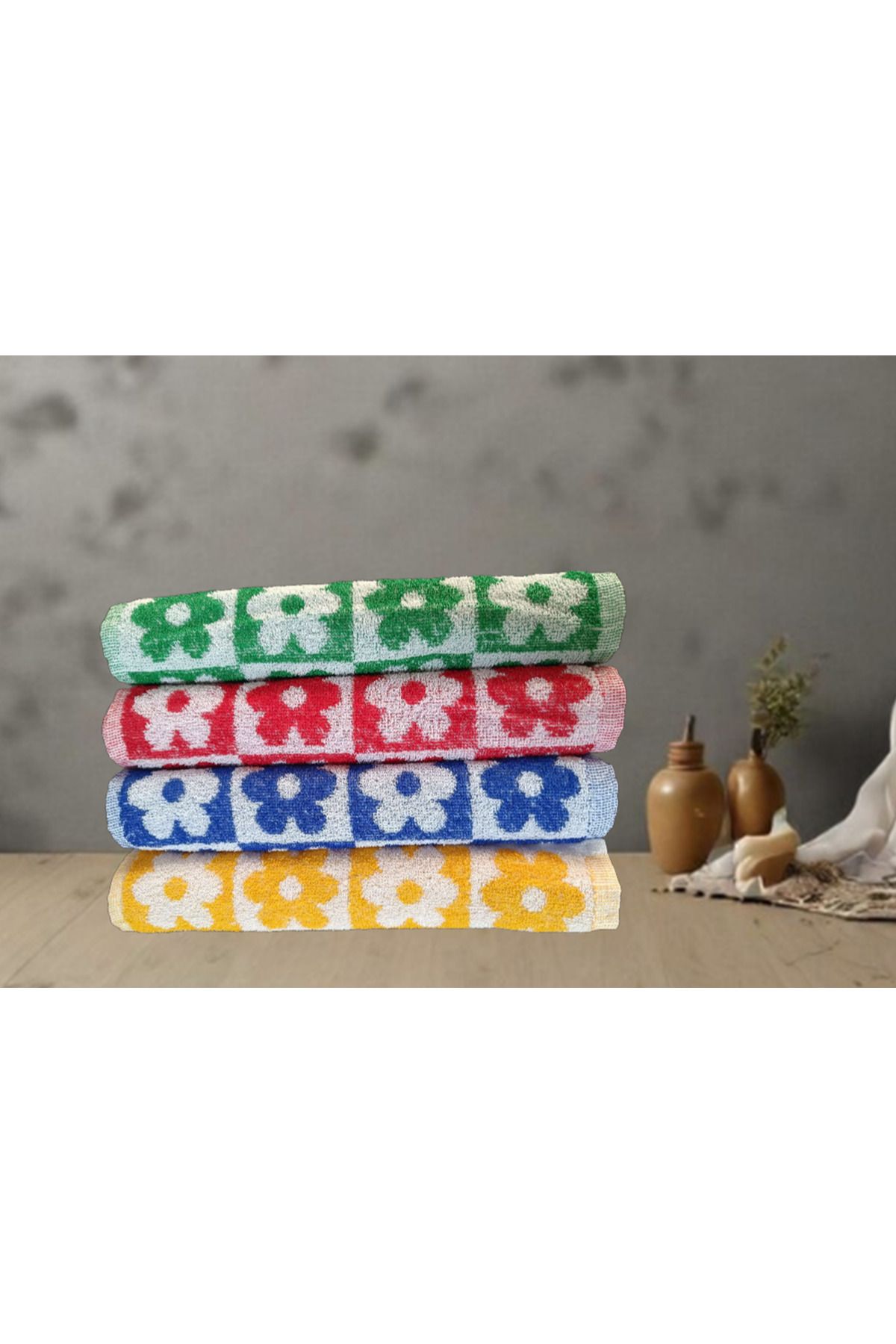 havloom 4'lü Mutfak Havlusu / El Yüz Havlusu 30*50 cm Jakarlı Çiçek Desenli