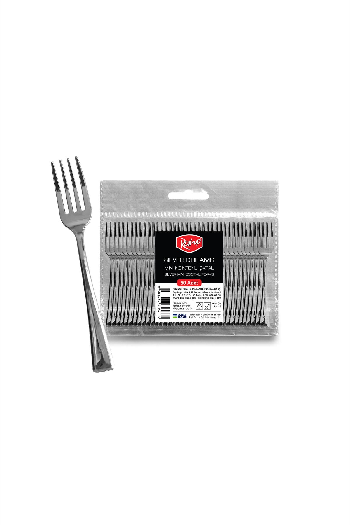 alsepeteavm Roll-up Metal Görünümlü Mini Kokteyl Çatalı 9,5cm 50li