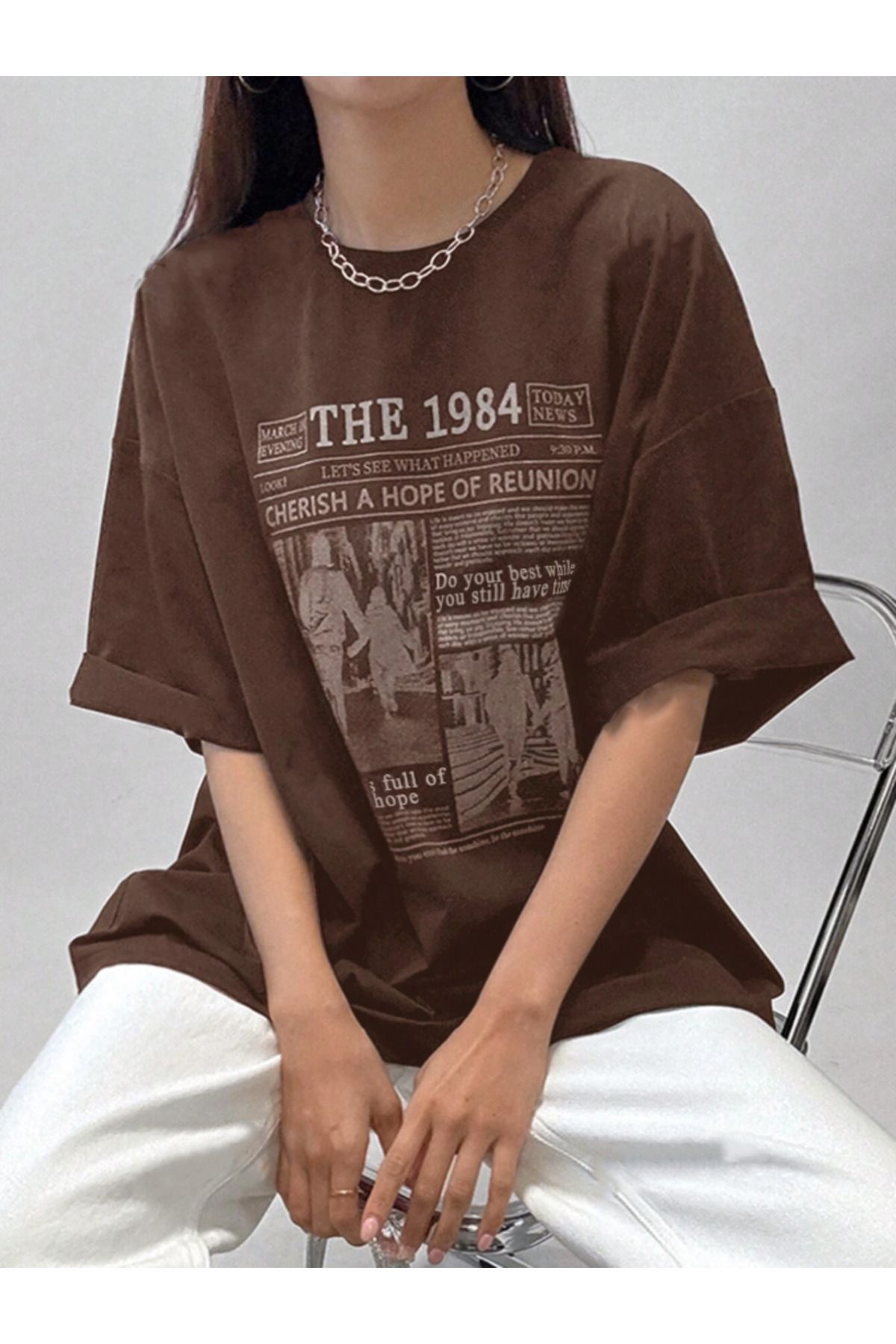 COHERENT Unisex Erkek/Kadın NEW Özel Baskılı Oversize Pamuklu T-Shirt