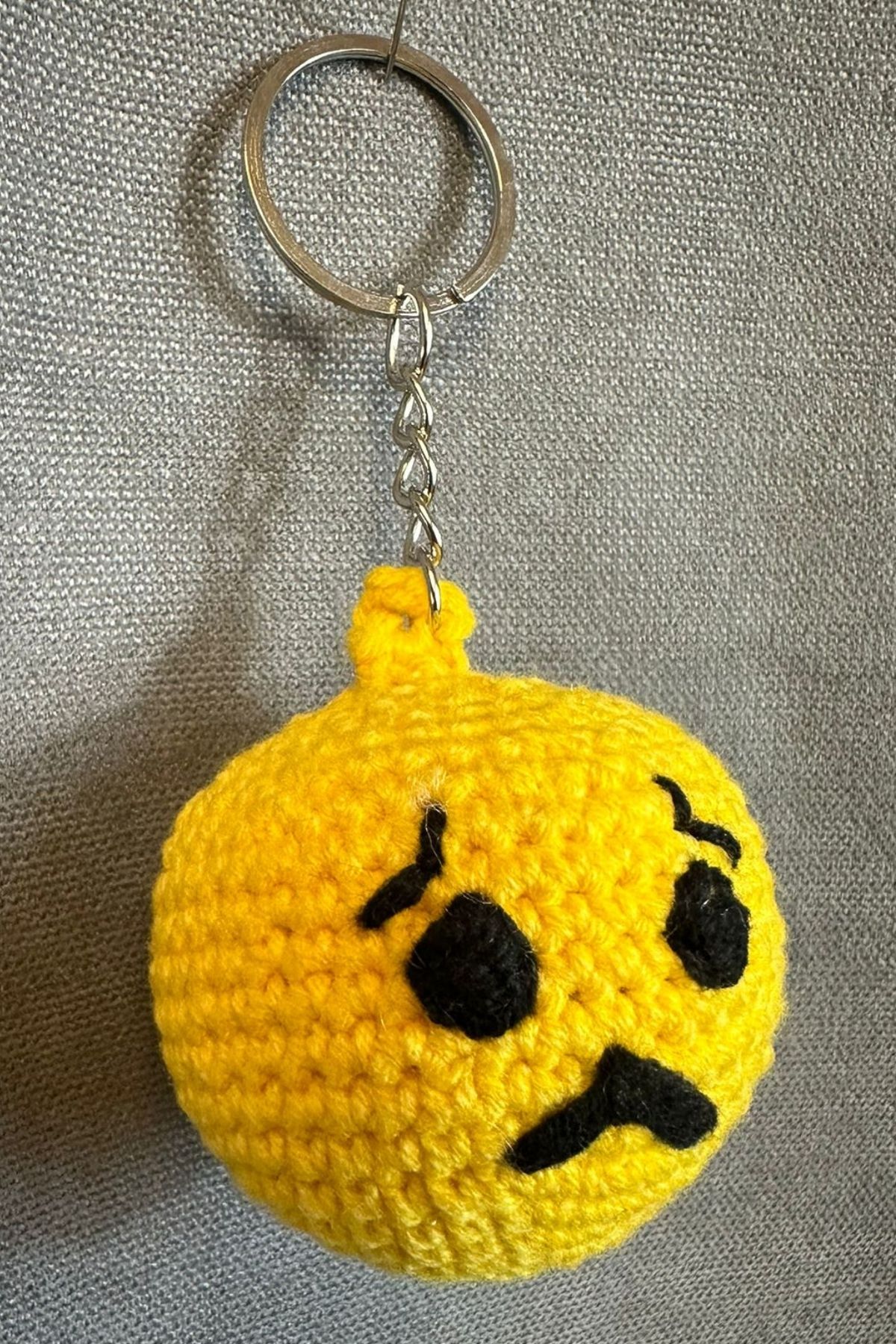 Uretti-- Tuğba 9352 3417 Handmade Knitted Sad Face Emoji Model Keychain 4