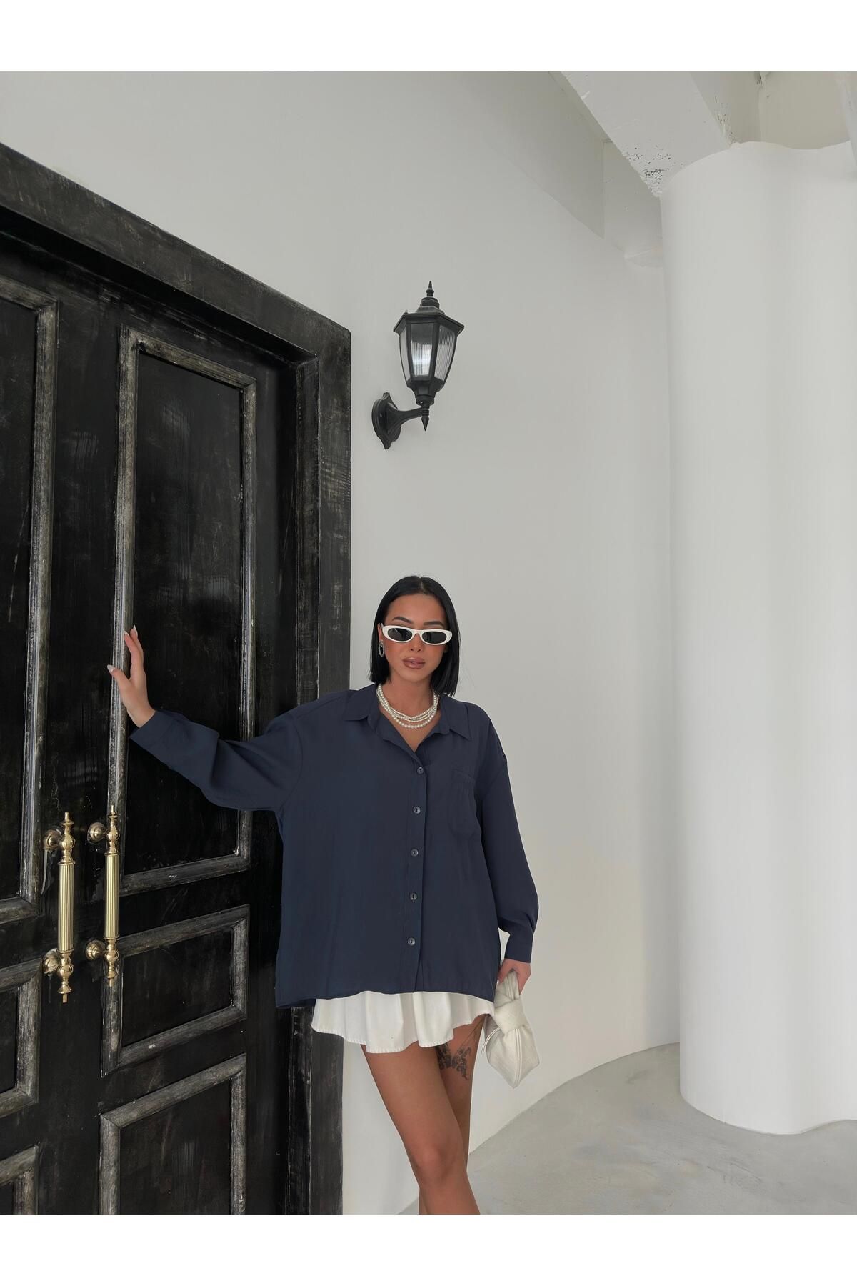 MODA OVERSIZE LACİVERT GÖMLEK