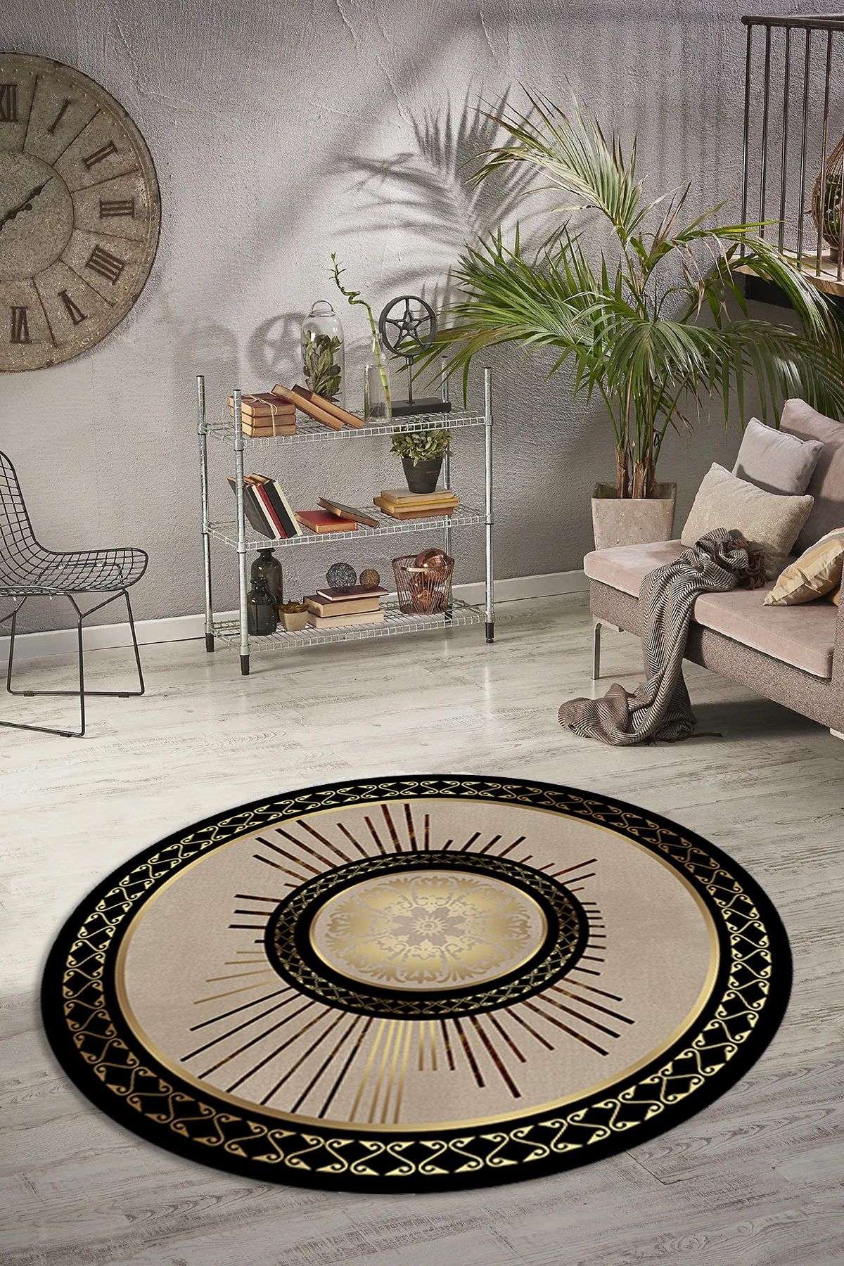 CAPPİO HALI Dijital Baskılı Makinada yıkanabilir Salon Halısı Mutfak Halısı Yuvarlak Halı - CP2083-1