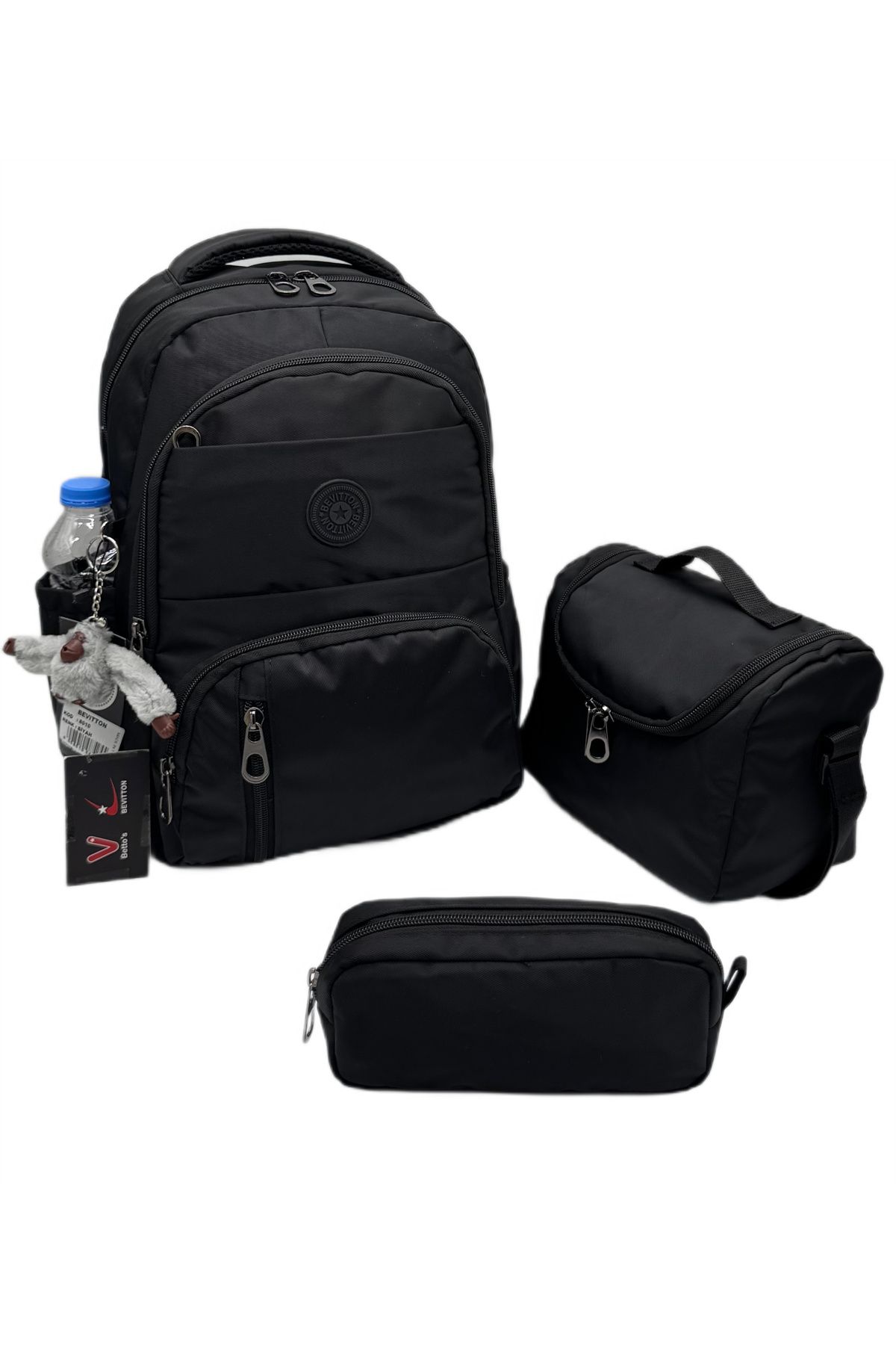 betto's İlk Okul Çantası Unisex 3'lü Set Çocuk İlkokul Çantası BTS-8010 Siyah