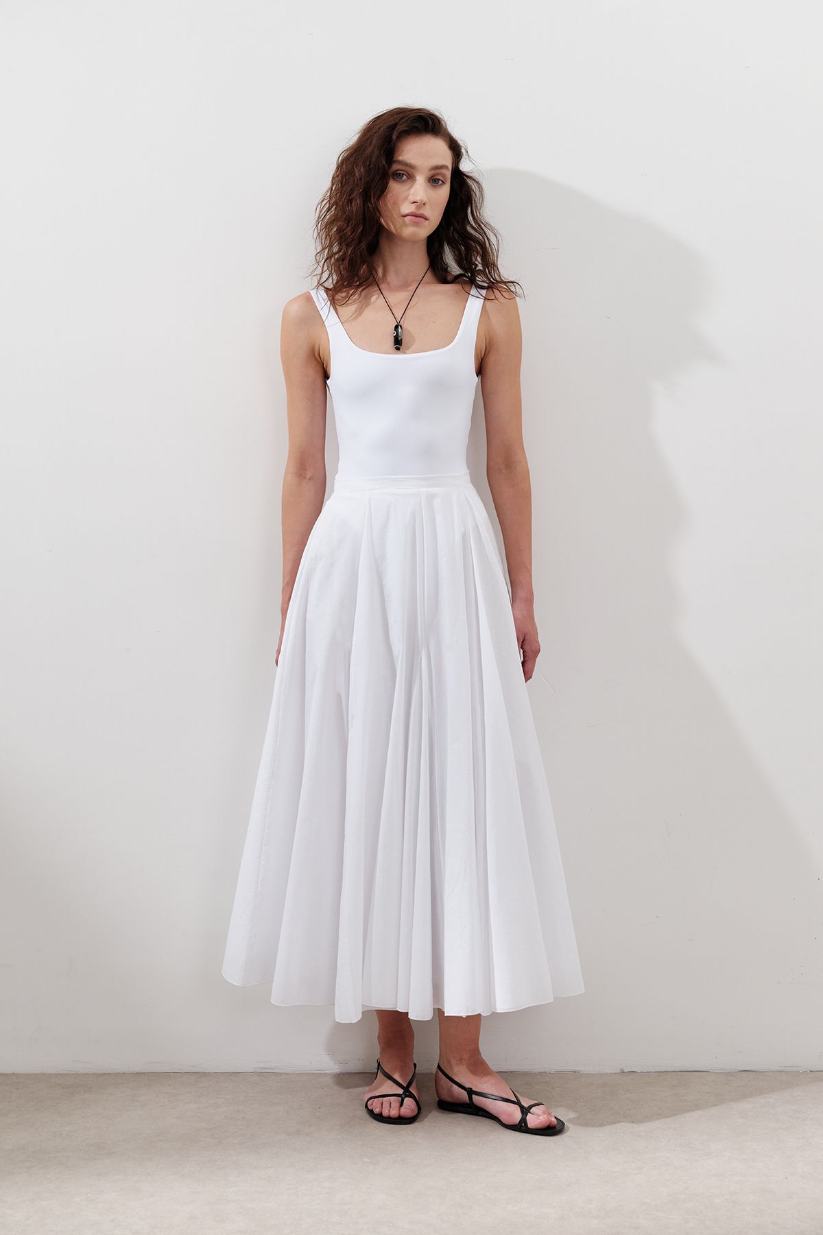 Manuka-Partial Wide Cotton Skirt Ecru 4