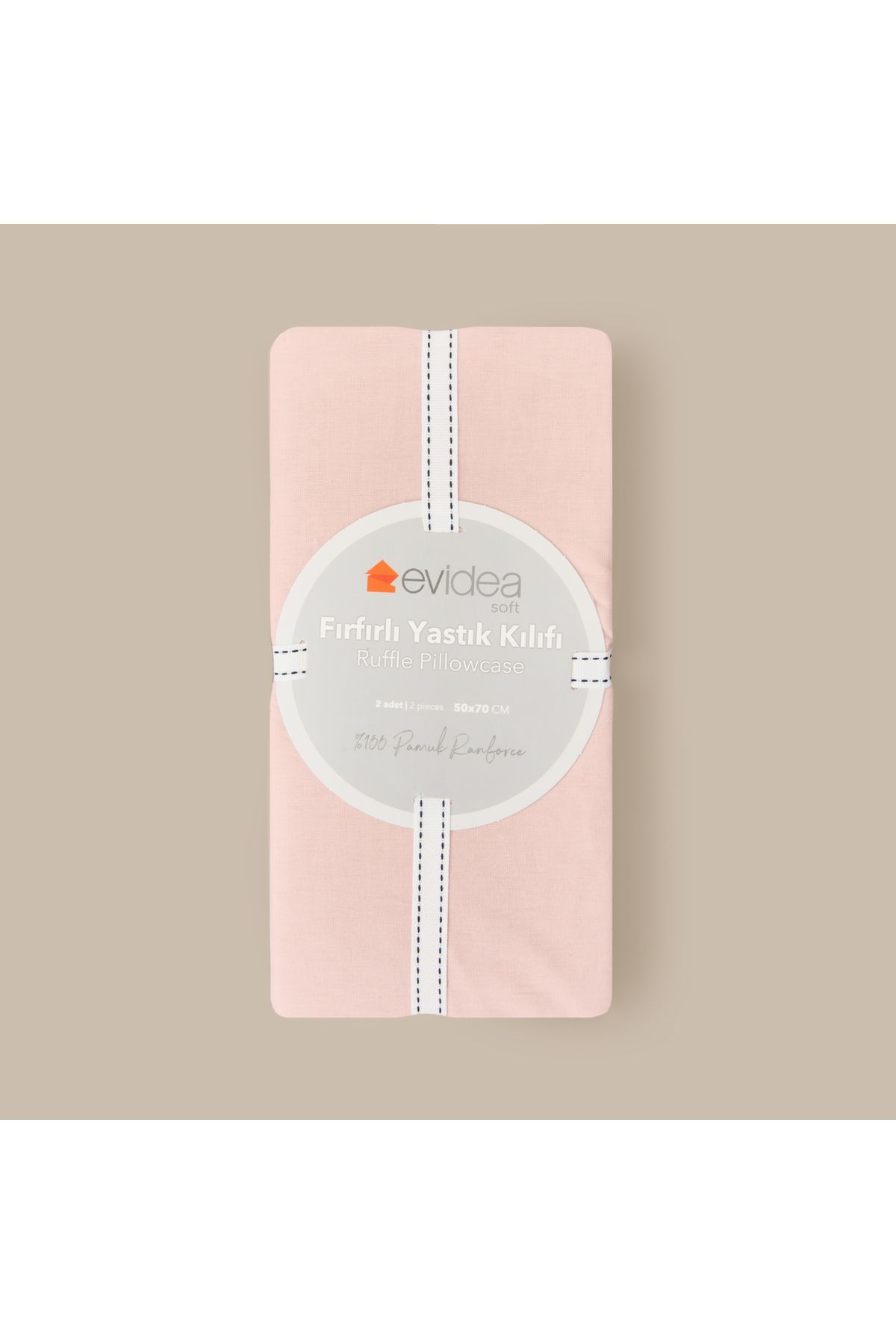 Evidea Soft Basic Fırfırlı 2'li Yastık Kılıfı - Gül Kurusu - 50x70 cm