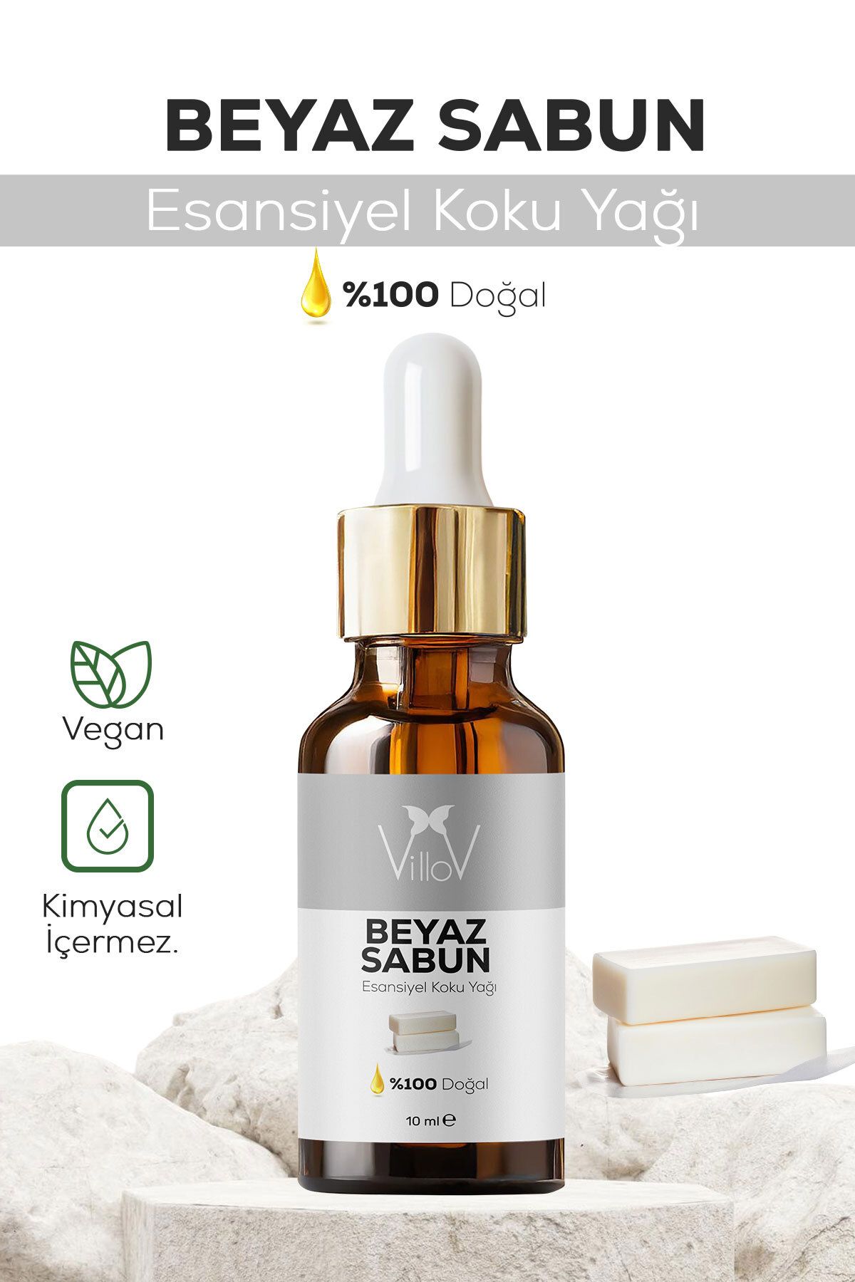 Villov Beyaz Sabun Esansiyel Uçucu Koku Yağı Difüzör Esansı Buhurdanlık Yağı Aromaterapi Esansı Yağı 10ml