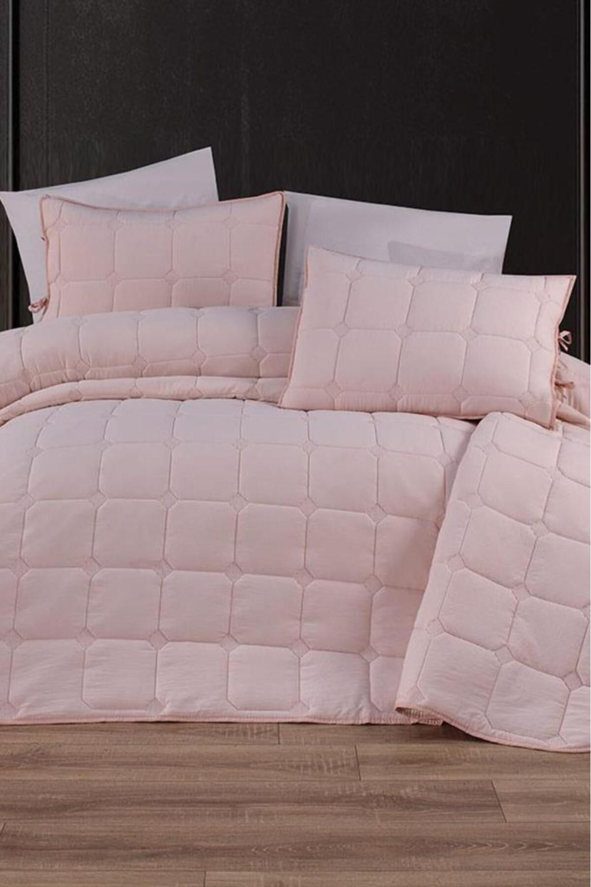Çeyiz Diyarı Cratos Comfort Çift Kişilik Yatak Örtüsü Pudra