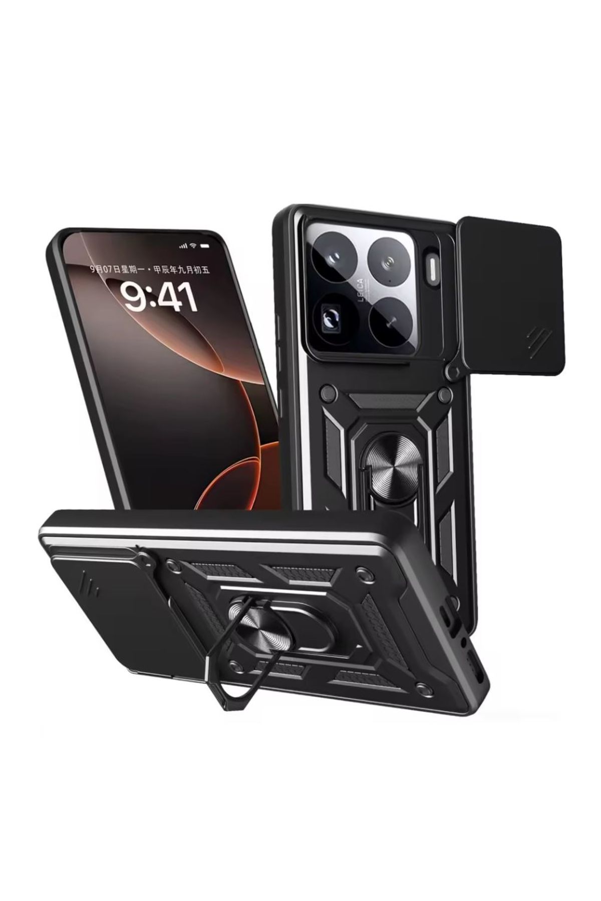KılıfShop Xiaomi 15 Pro Kılıf Pars Yüzüklü Standlı Darbe Korumalı