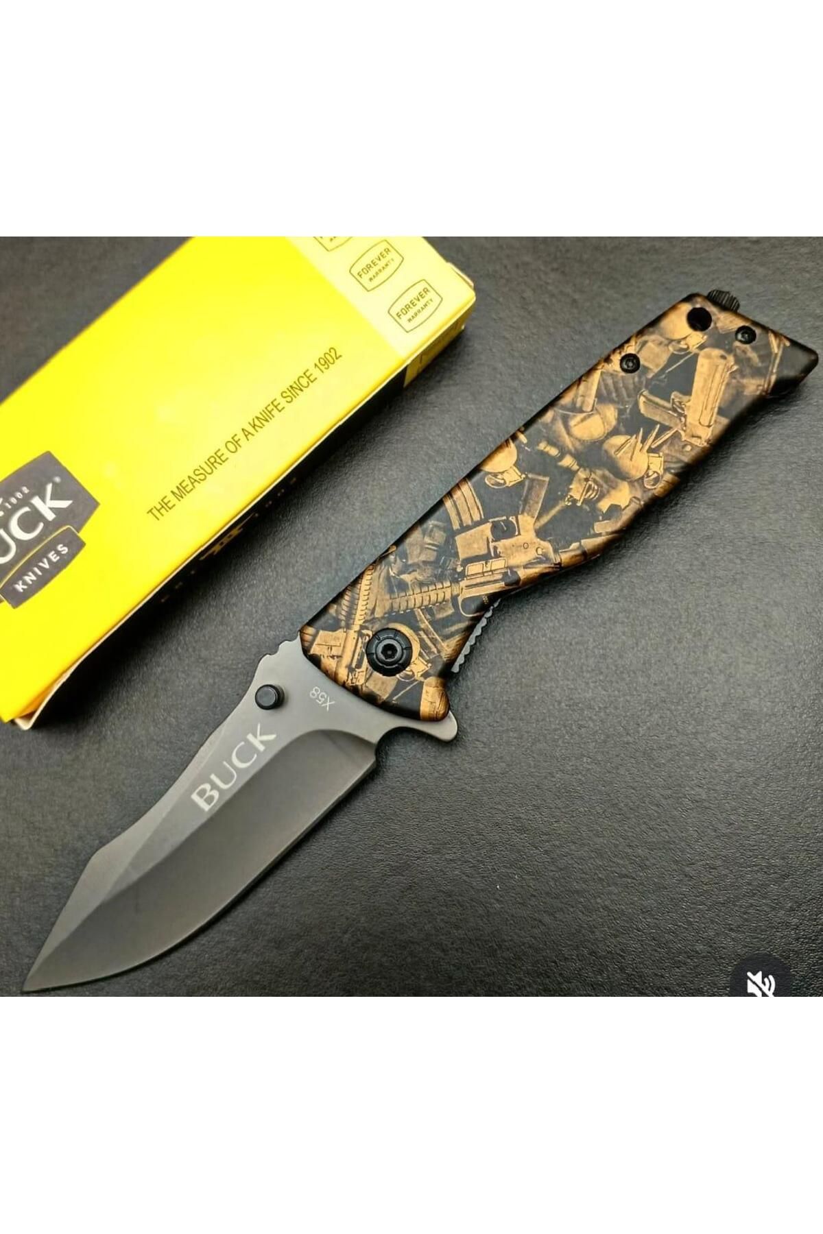 alsepeteavm Buck X58 Desenli Otomatik Kamp Çakısı