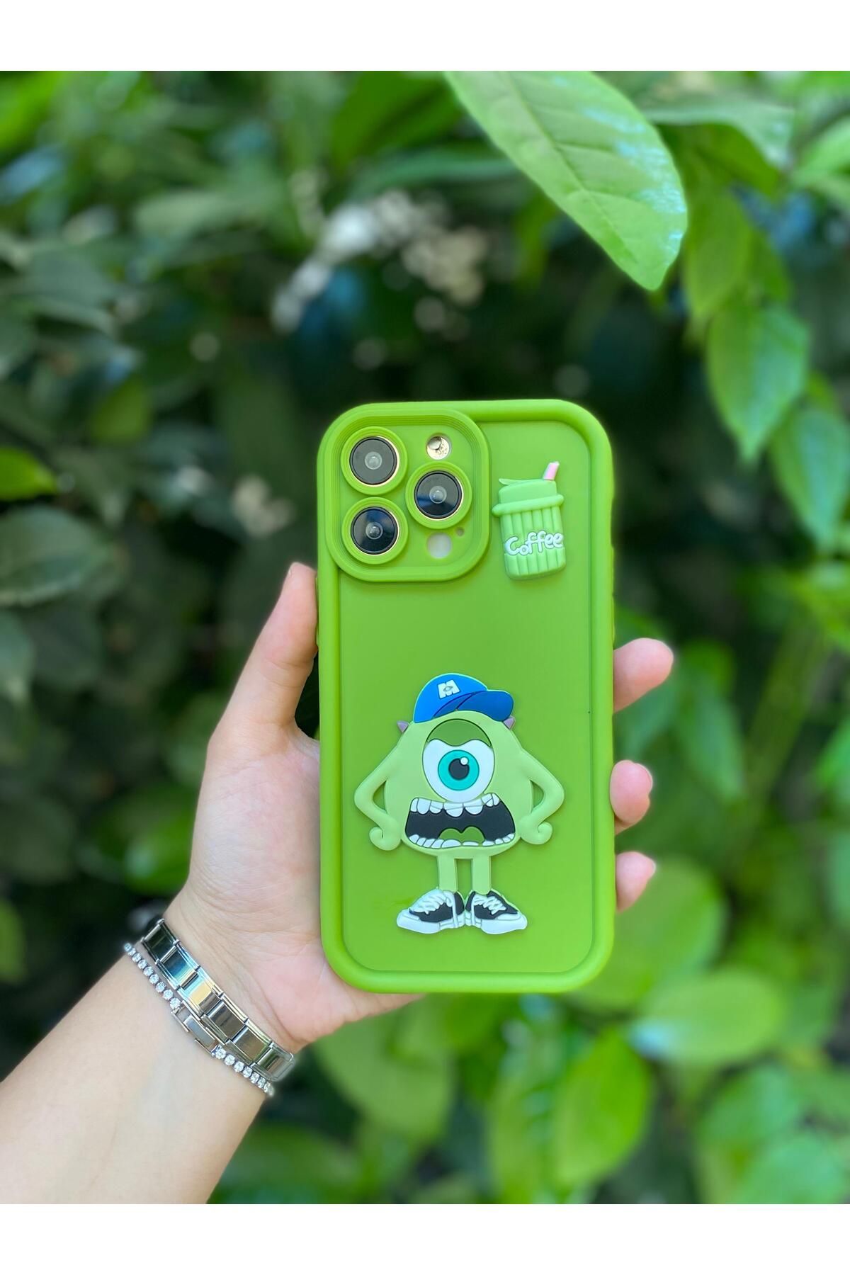 Merwish iPhone 15 Pro Uyumlu 3D Sevimli Canavar Figürlü Darbe Korumalı Silikon Kılıf