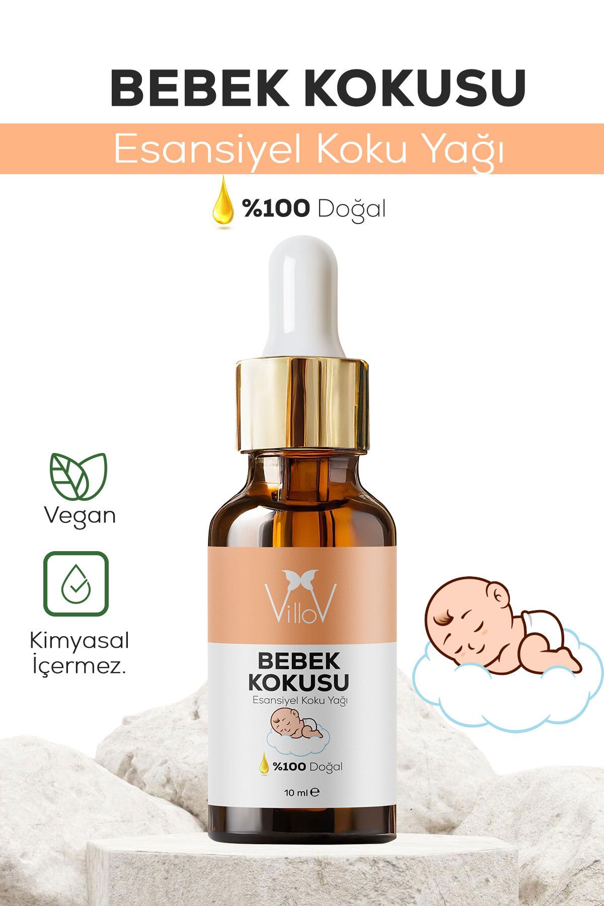 Villov Bebek Kokusu Esansiyel Uçucu Koku Yağı Difüzör Esansı Buhurdanlık Yağı Aromaterapi Esansı Yağı 10ml