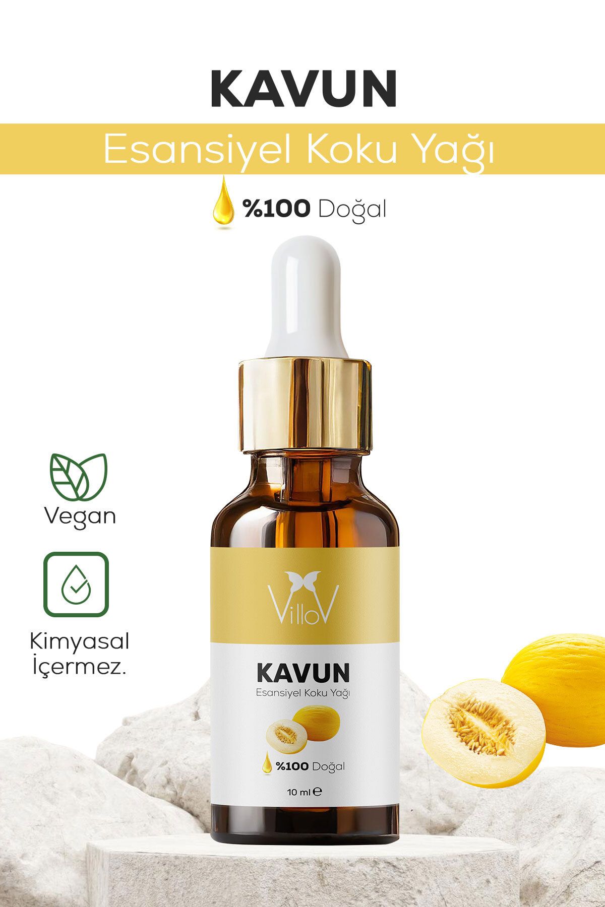 Villov Kavun Esansiyel Uçucu Koku Yağı Difüzör Esansı Buhurdanlık Yağı Aromaterapi Esansı Yağı 10ml