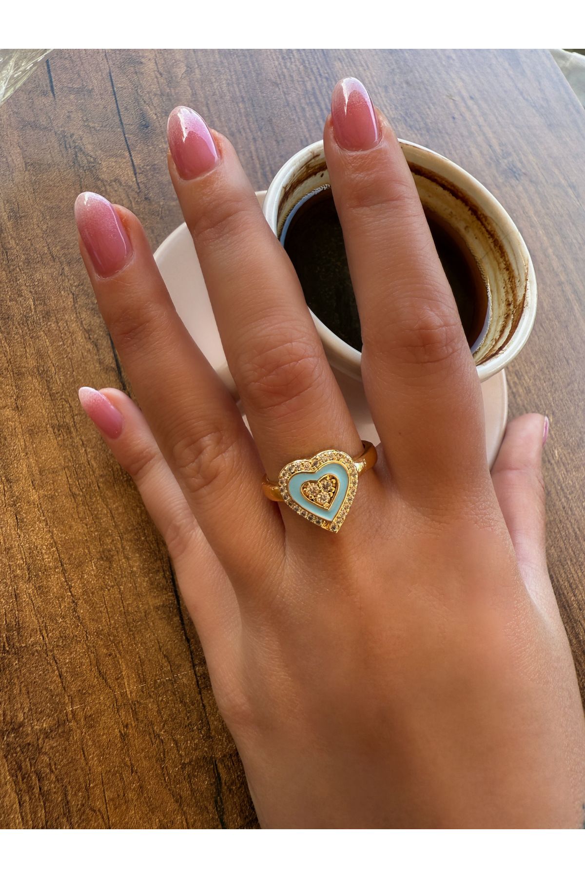 HeyYou Jewelry Ayarlanabilir kalp yüzük