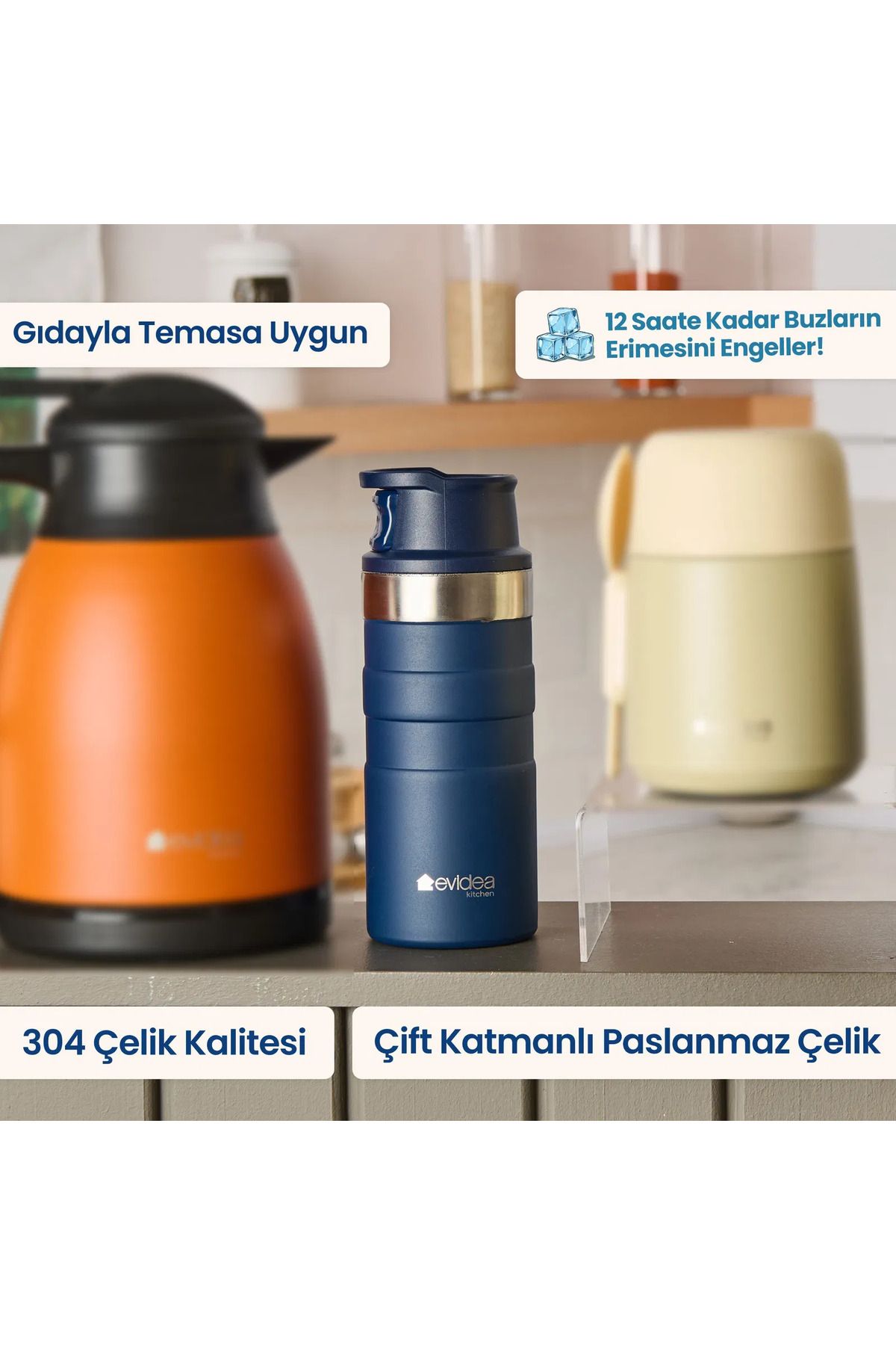 Evidea Kitchen Bireysel Termos - Lacivert - 350 ml
