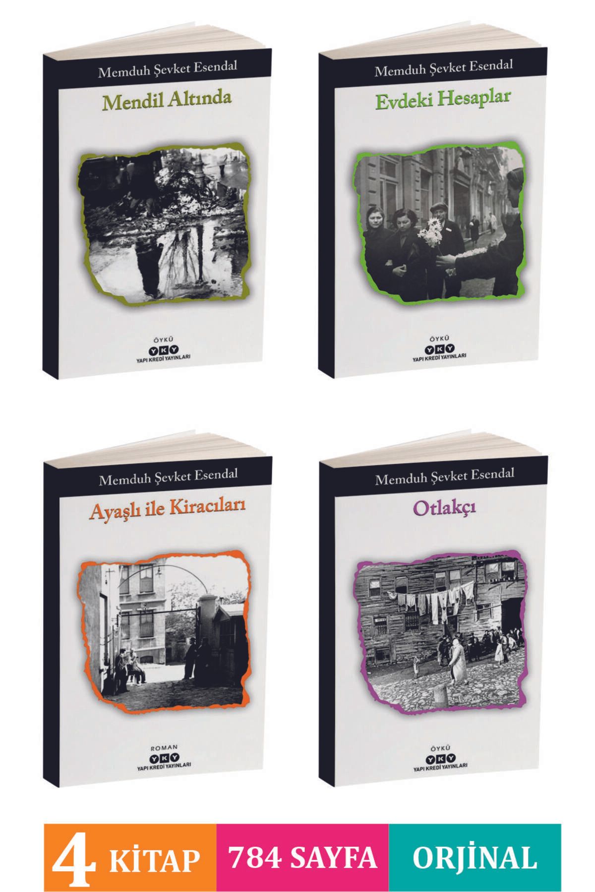 Buğday Kitap Memduh Şevket Esendal / Evdeki Hesaplar-Otlakçı-Mendil Altında-Ayaşlı ile Kiracıları (4 Kitap Set)