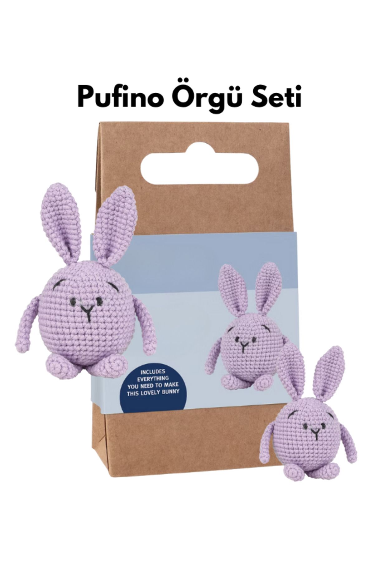 Pufino Tavşan Amigurumi Tığ Kiti, Amigurumi Örgü Seti, Tığ Işi Amigurumi Örgü Oyuncak Seti