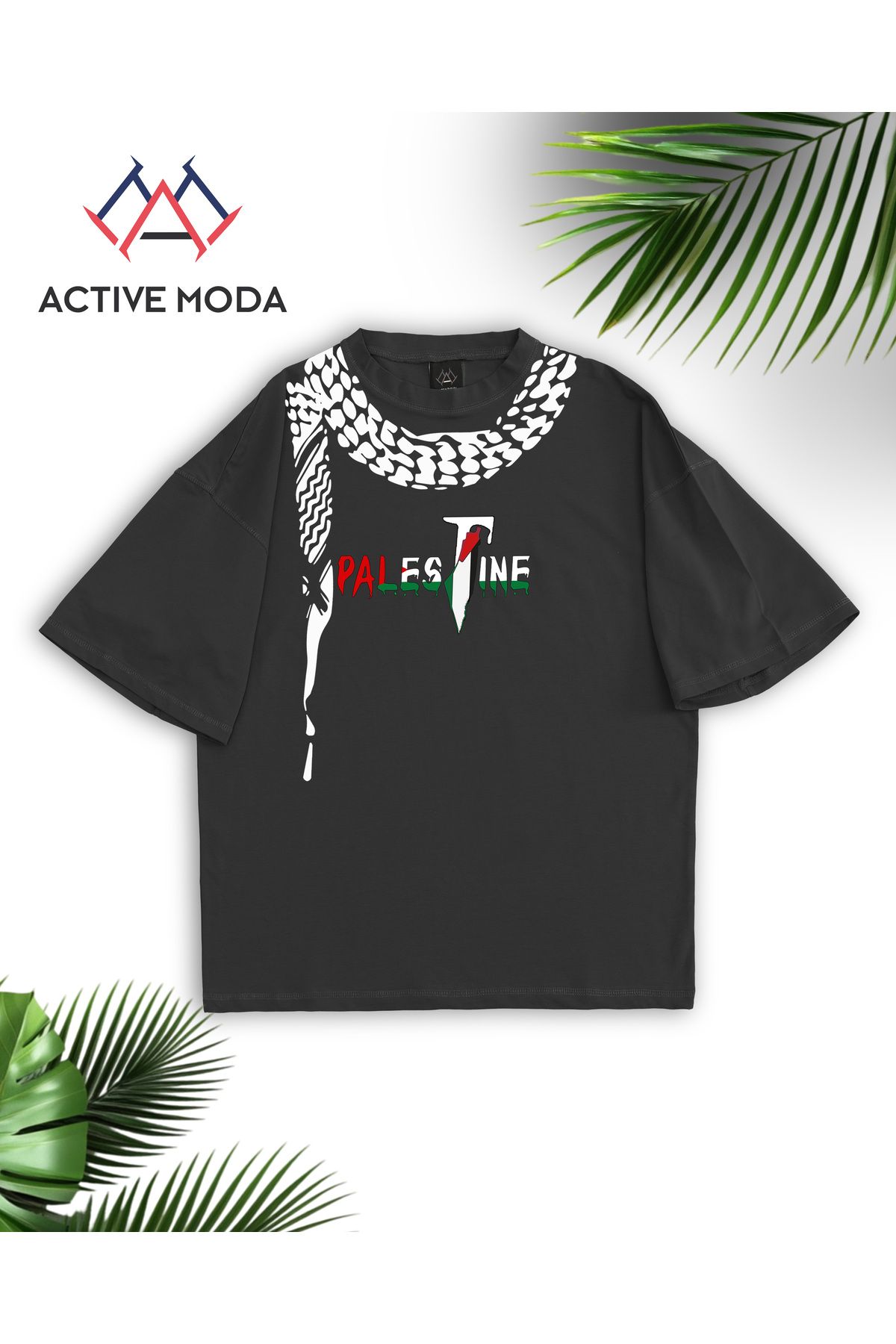 JANSO GROUP - Erkek KISA KOLLU CROP TSHIRT BASKILI Gaza PAMUKLU PENYE KUMAŞ