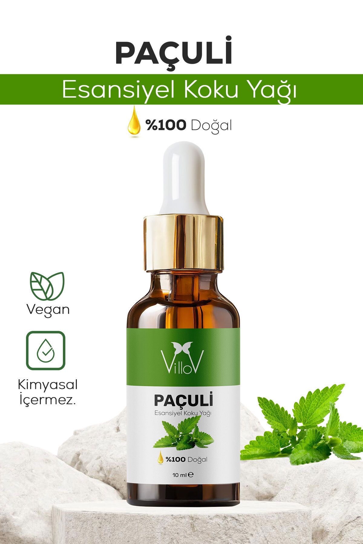 Villov Paçuli Esansiyel Uçucu Koku Yağı Difüzör Esansı Buhurdanlık Yağı Aromaterapi Esansı Yağı 10ml