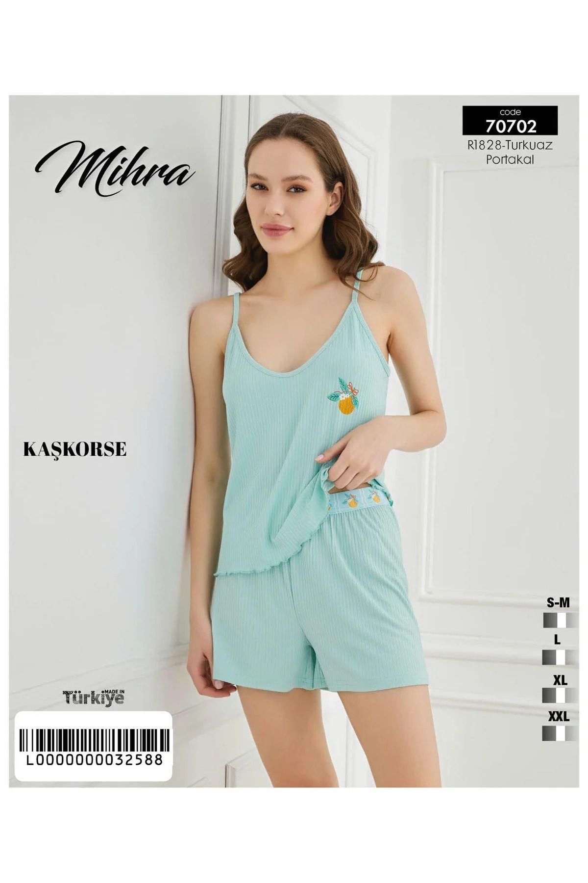 Butik MİHRA 70702 Mihra Kaşkorse Pijama Takımı yeşil