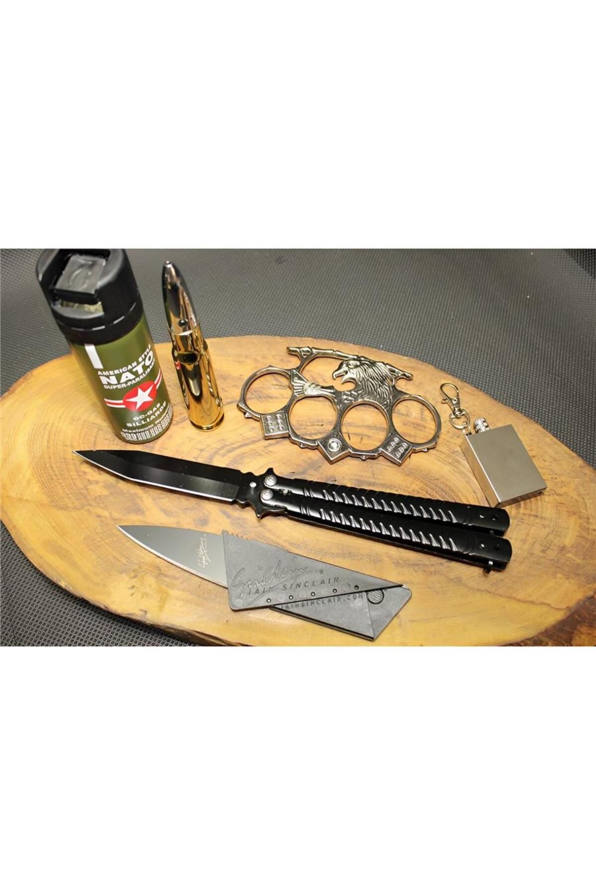 alsepeteavm 21 cm Siyah Kelebekli 6 Parça Çakı set