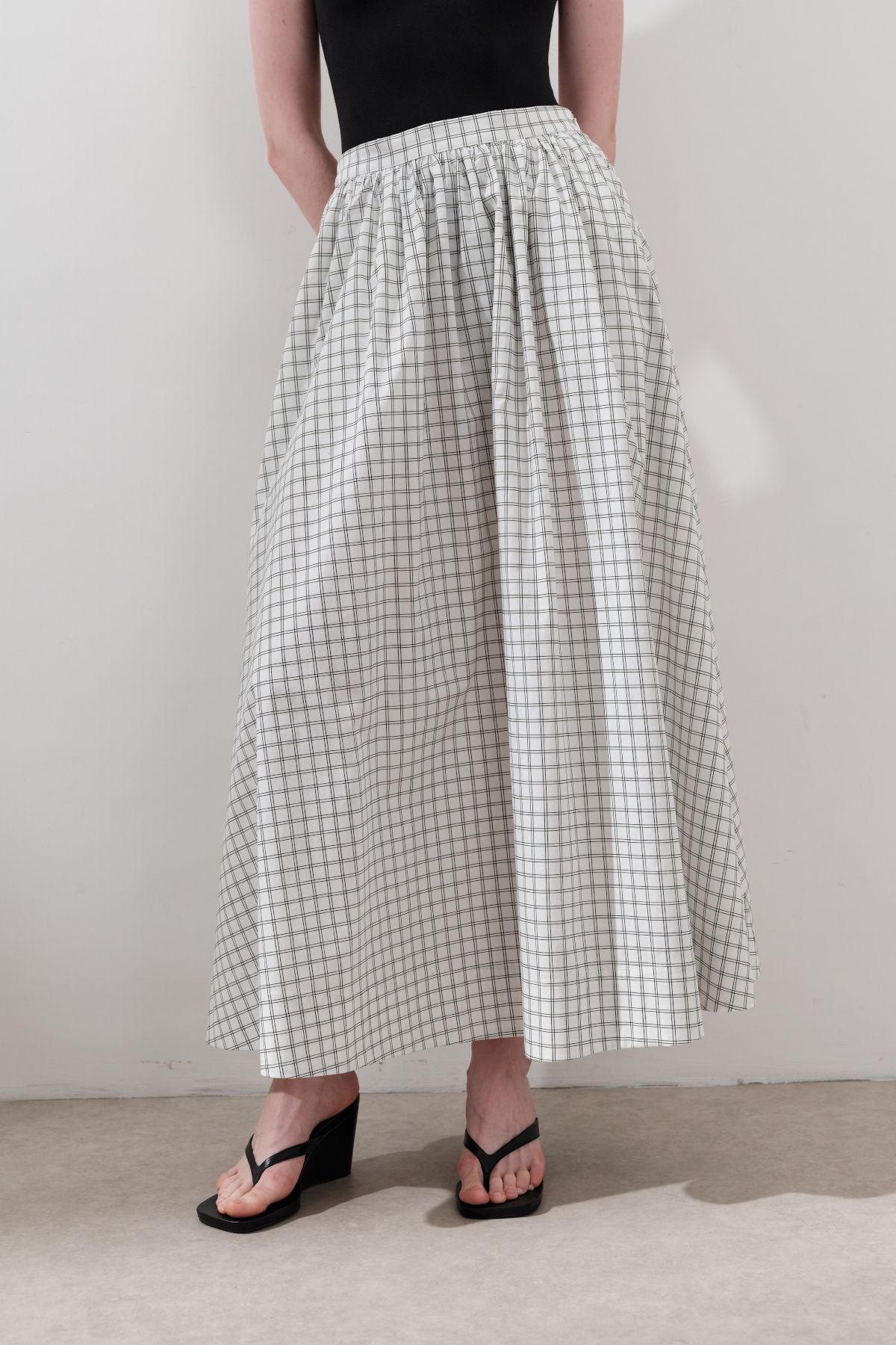 Manuka-Patterned Poplin Skirt Ecru 3