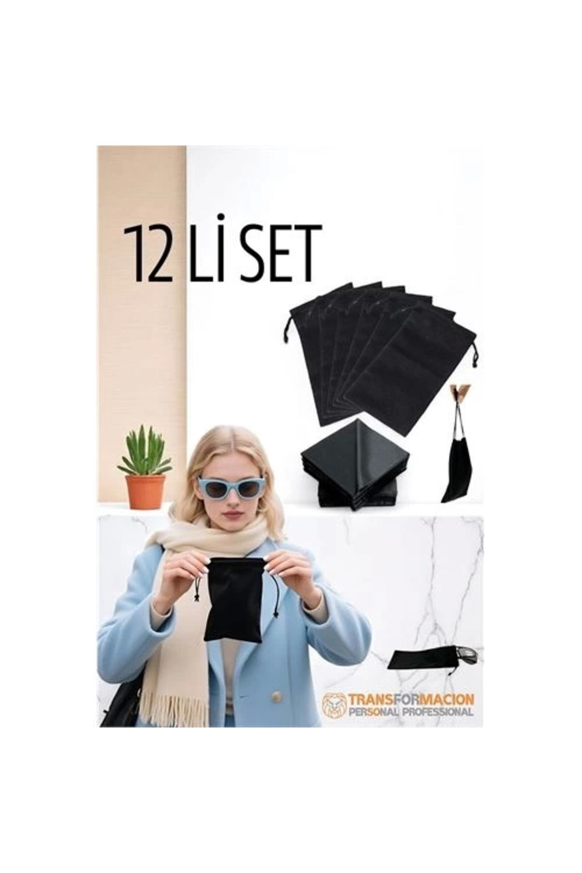 İnnMerry Kumaş Gözlük Kılıfı 6+6 Kılıf+Bezli SET