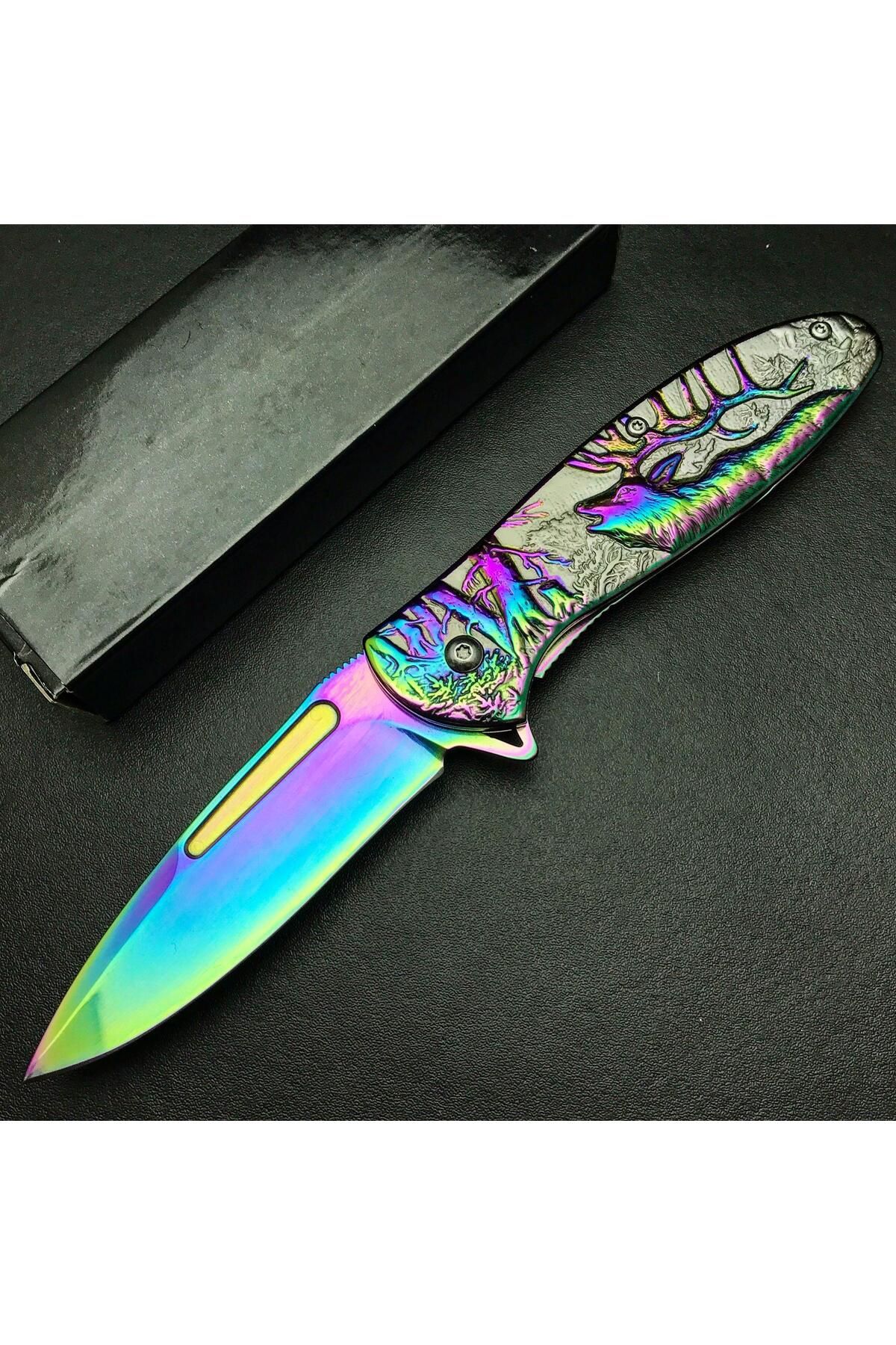 alsepeteavm Browning YSTL2956RB Geyik Motifli Gökkuşağı Kamp Çakısı
