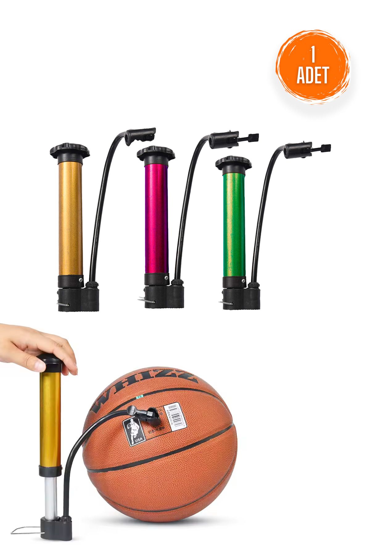 COZY SENSE Bisiklet Lastik Şişirme Pompası 1 Adet İğne Hediyeli Futbol Basketbol Topu Şişirici Hava Pompası