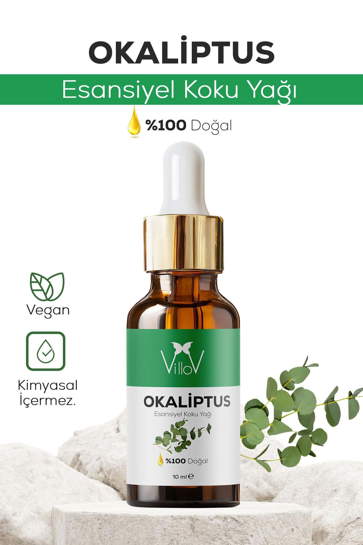 Villov Okaliptüs Esansiyel Uçucu Koku Yağı Difüzör Esansı Buhurdanlık Yağı Aromaterapi Esansı Yağı 10ml