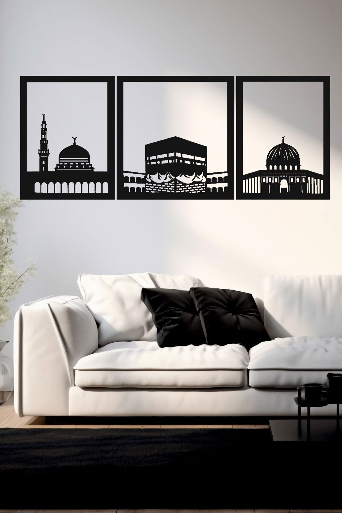 HARPİES Dekoratif Dini Ahşap Tablo | 3 lü set | Minimalist | 74*30 CM | TB2032