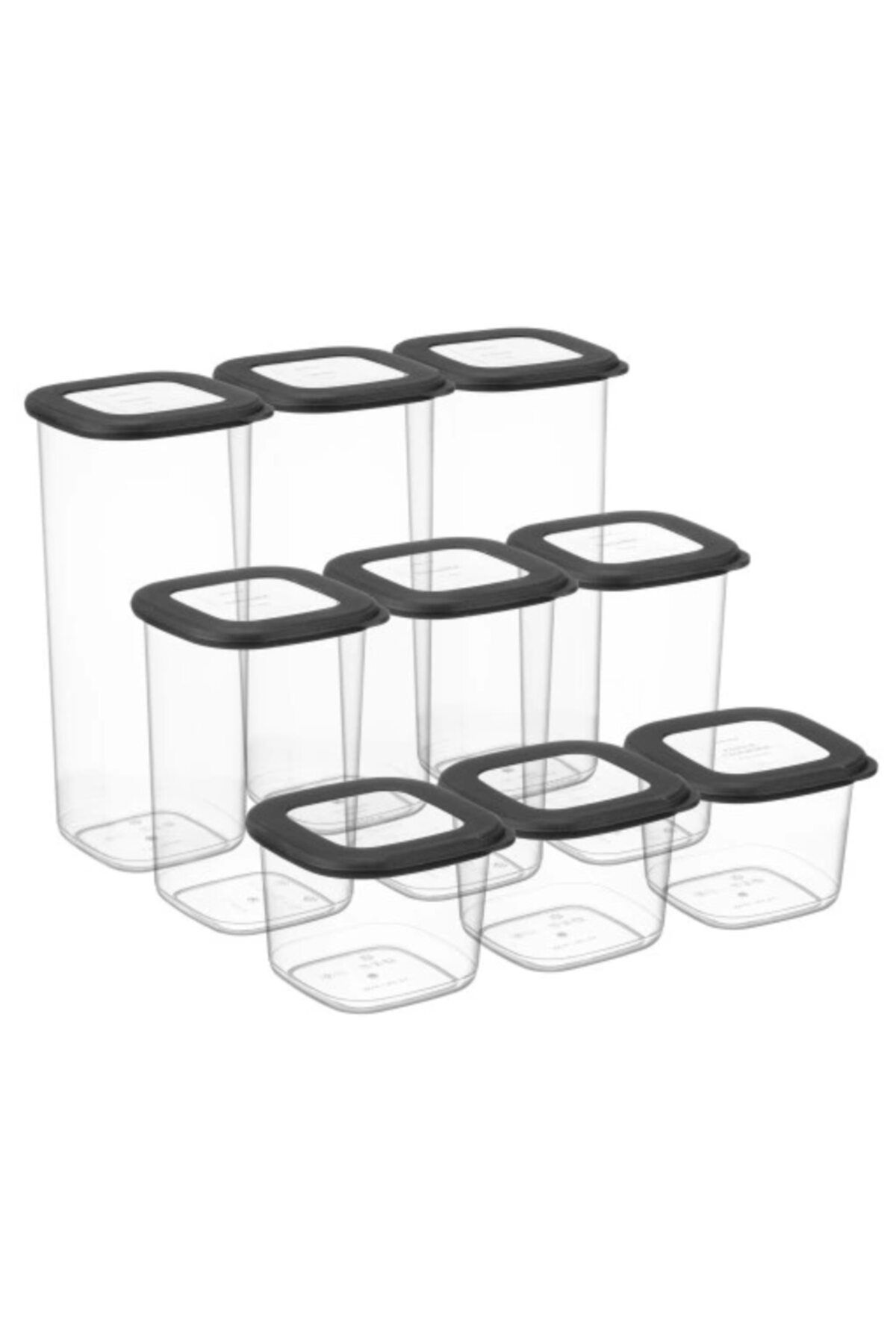 CRALEX-Set of 9 square food containers, (3x550ml 3x1200ml 3x1750mm) CRALEX®, Dark Anthracite 3