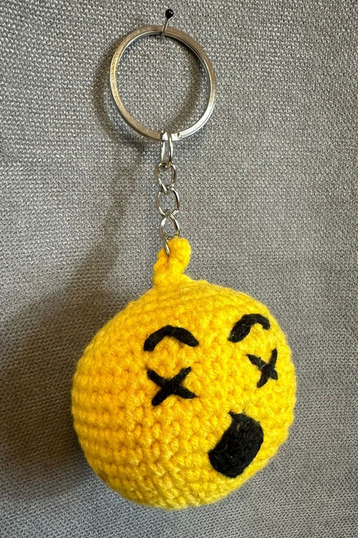 Uretti-- Tuğba 9352 4379 Handmade Knitted Dizzy Face - Dizzy Emoji Keychain 4