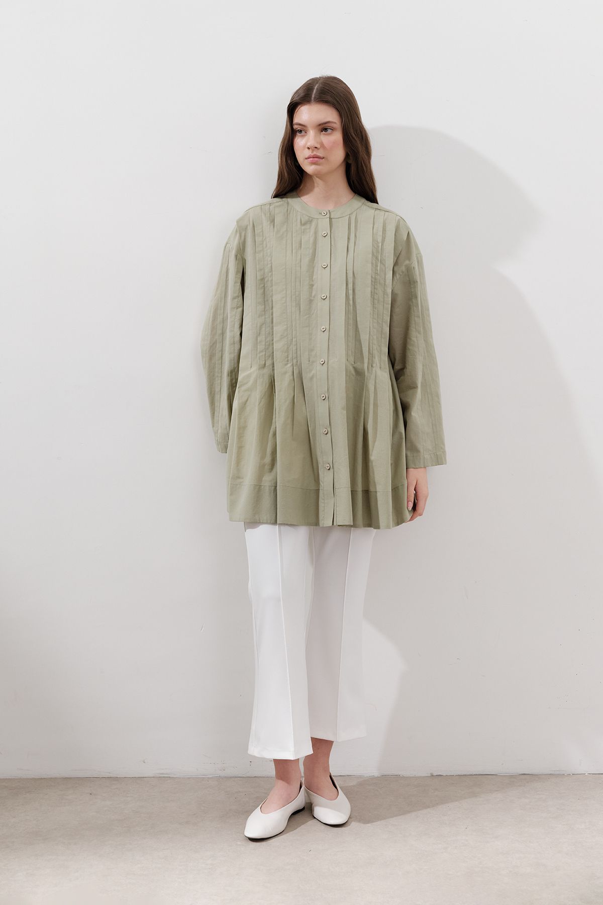 Manuka-Ribbed Wide Sleeve Tunic Çağla 4