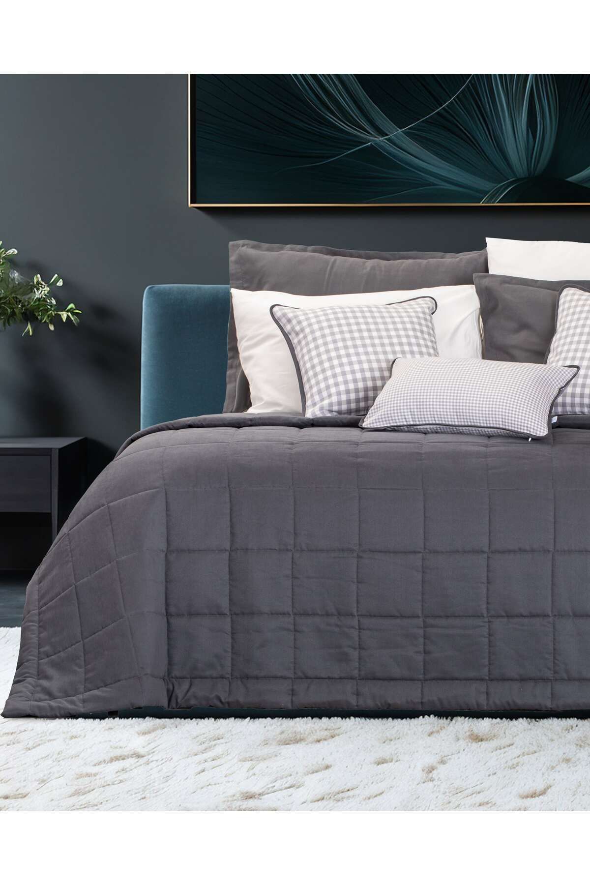 LUFA HOME Süet Çift Kişilik Yatak Örtüsü Takımı
